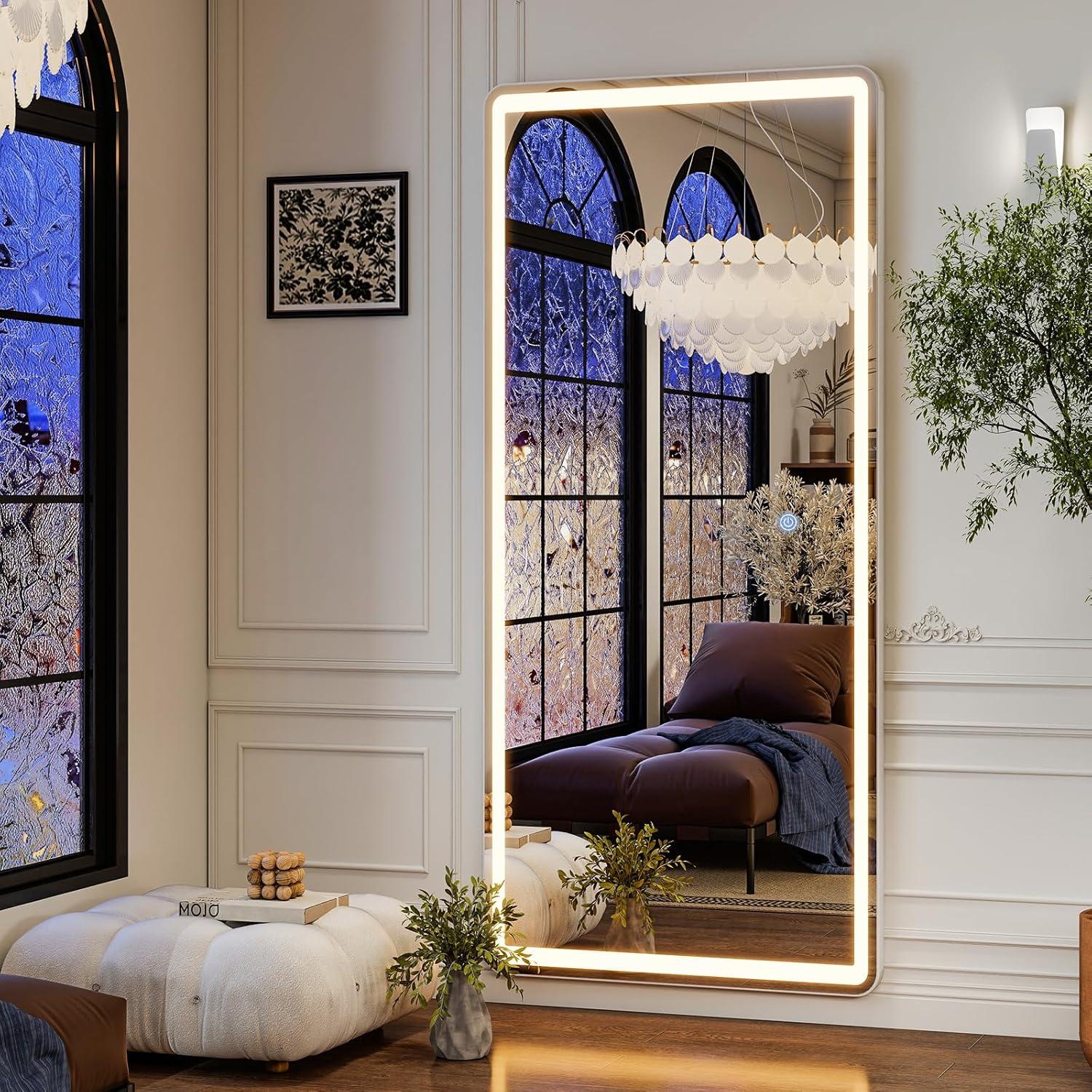 Espejo LED de Longitud Completa GLSLAND 165x66 cm con Luz