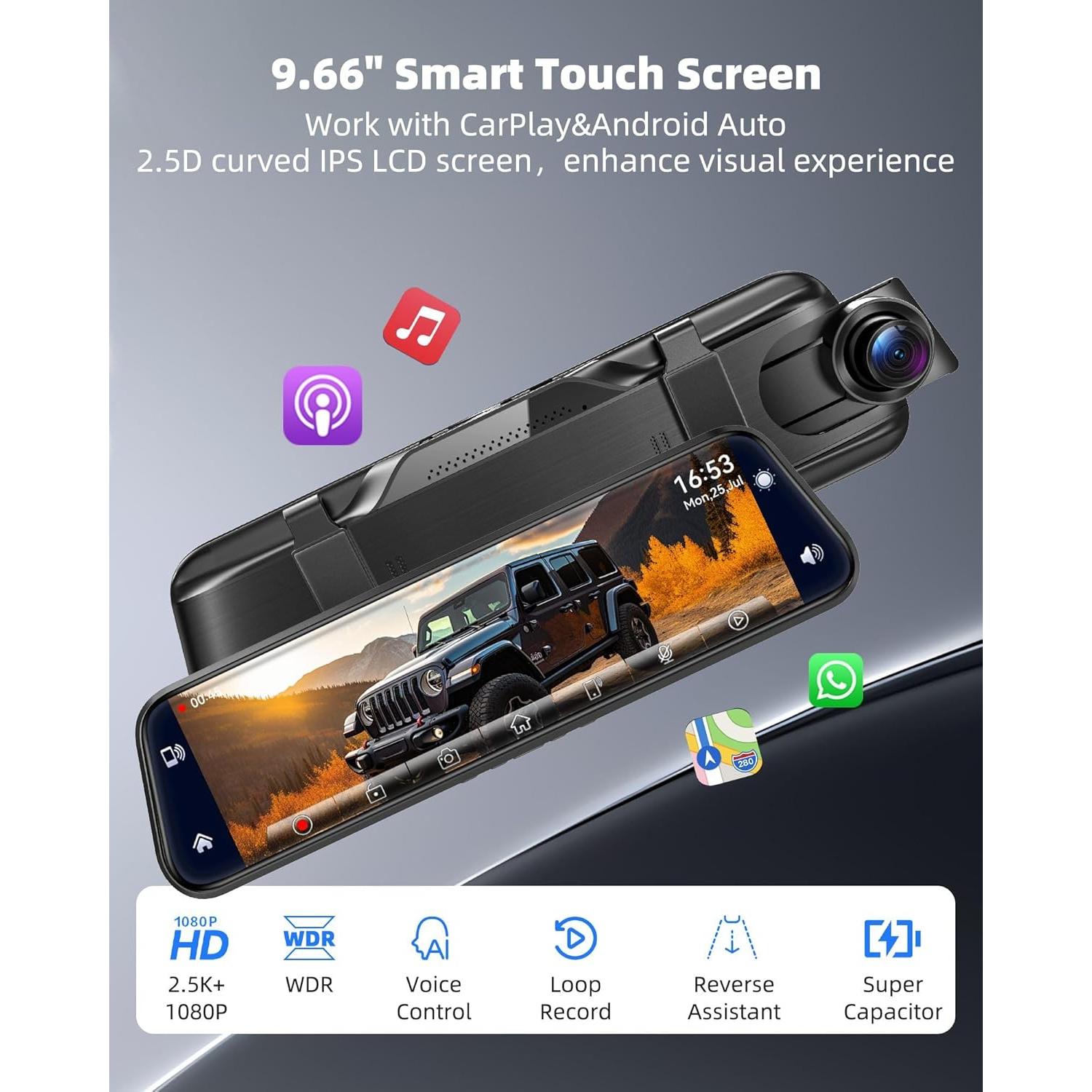 Espejo Inteligente Dash Cam KOUENOM P11 10" 2.5K Control Voz