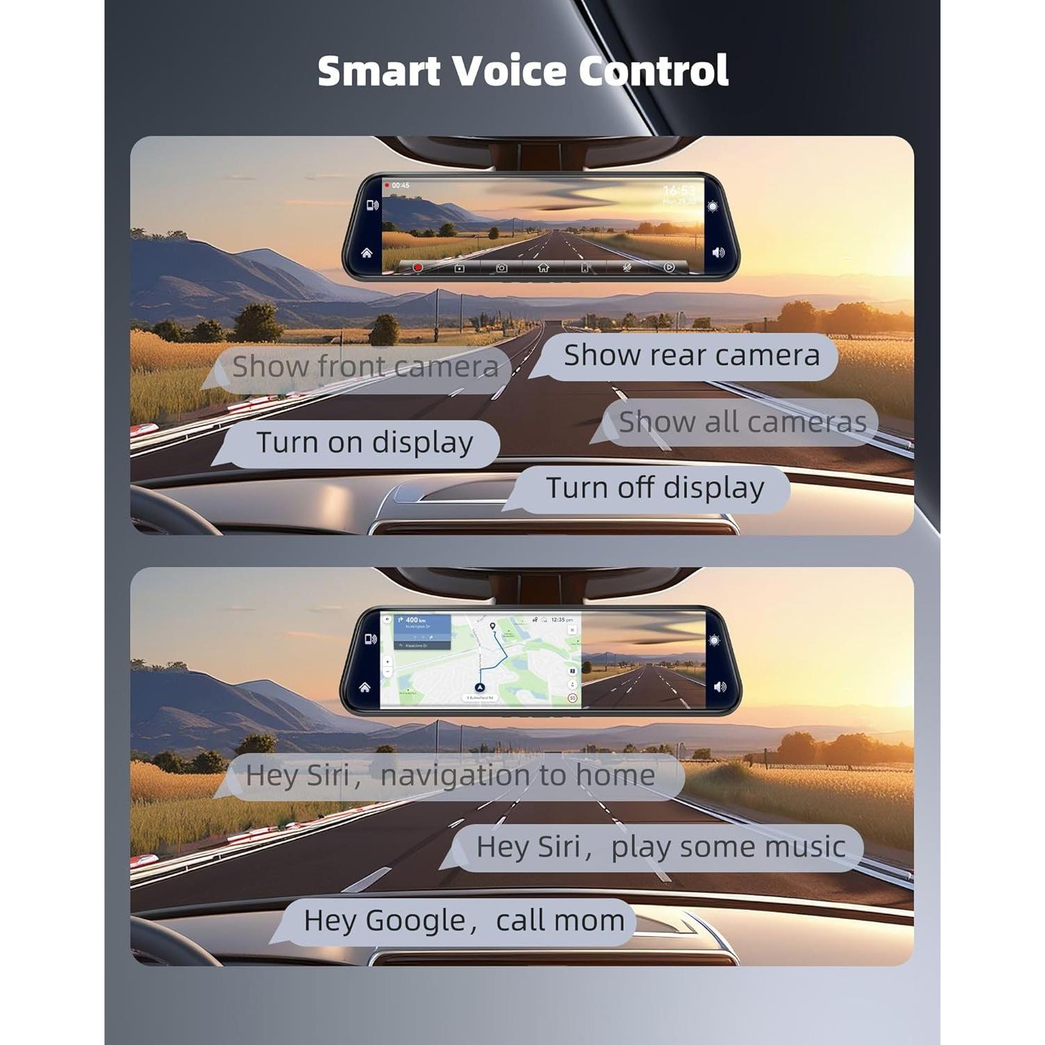 Espejo Inteligente Dash Cam KOUENOM P11 10" 2.5K Control Voz