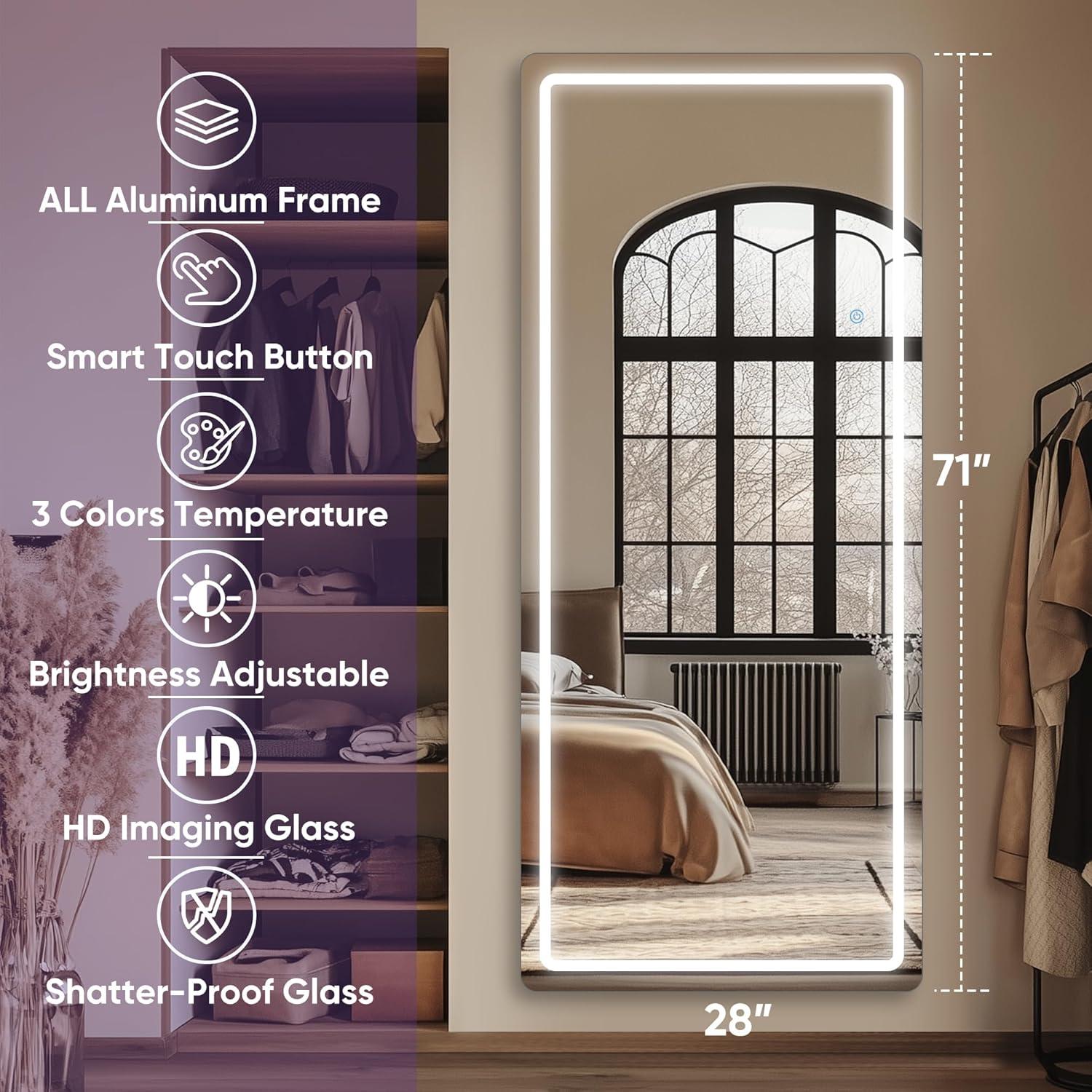 Espejo de Longitud Completa LED LadyNow 180 Perlas 180x71 cm