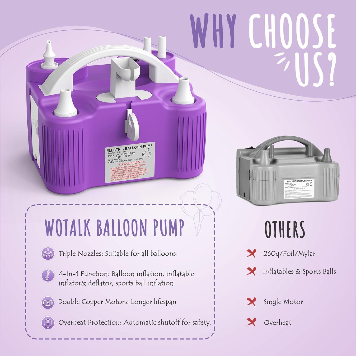 Bomba eléctrica Wotalk TK-766 4 en 1 para globos y más