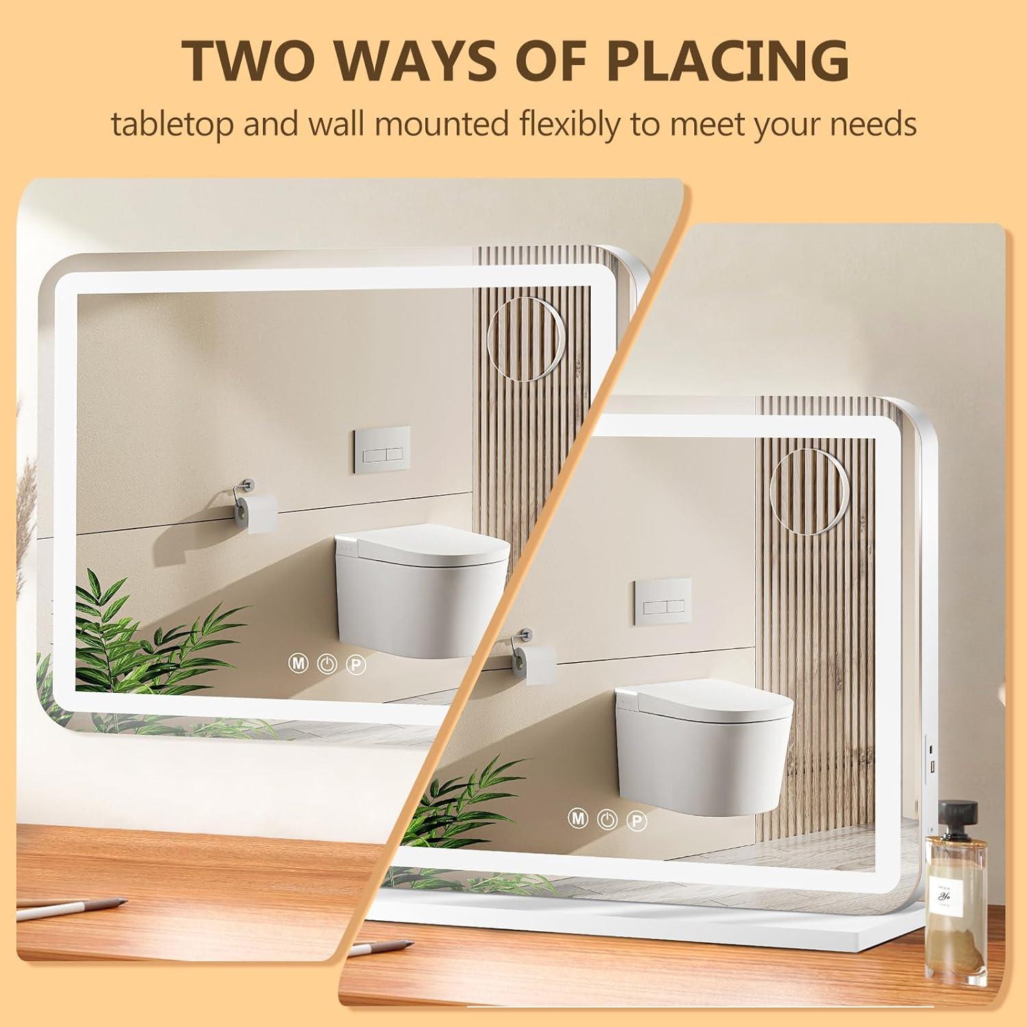 Espejo de Tocador Ratsamee LED 58.4x45.7cm con 3 Luces