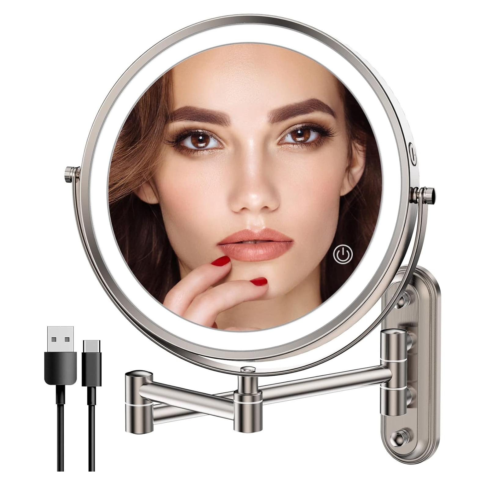 Espejo de Maquillaje Iluminado Rocollos 8" 1X/10X Pared