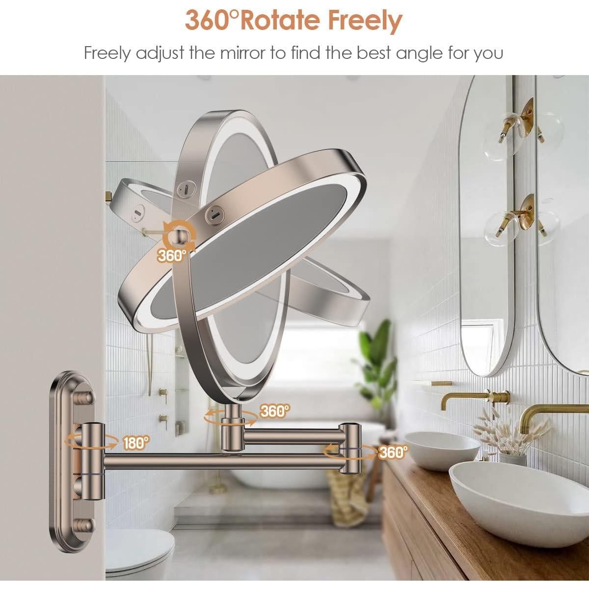 Espejo de Maquillaje Iluminado Rocollos 8" 1X/10X Pared