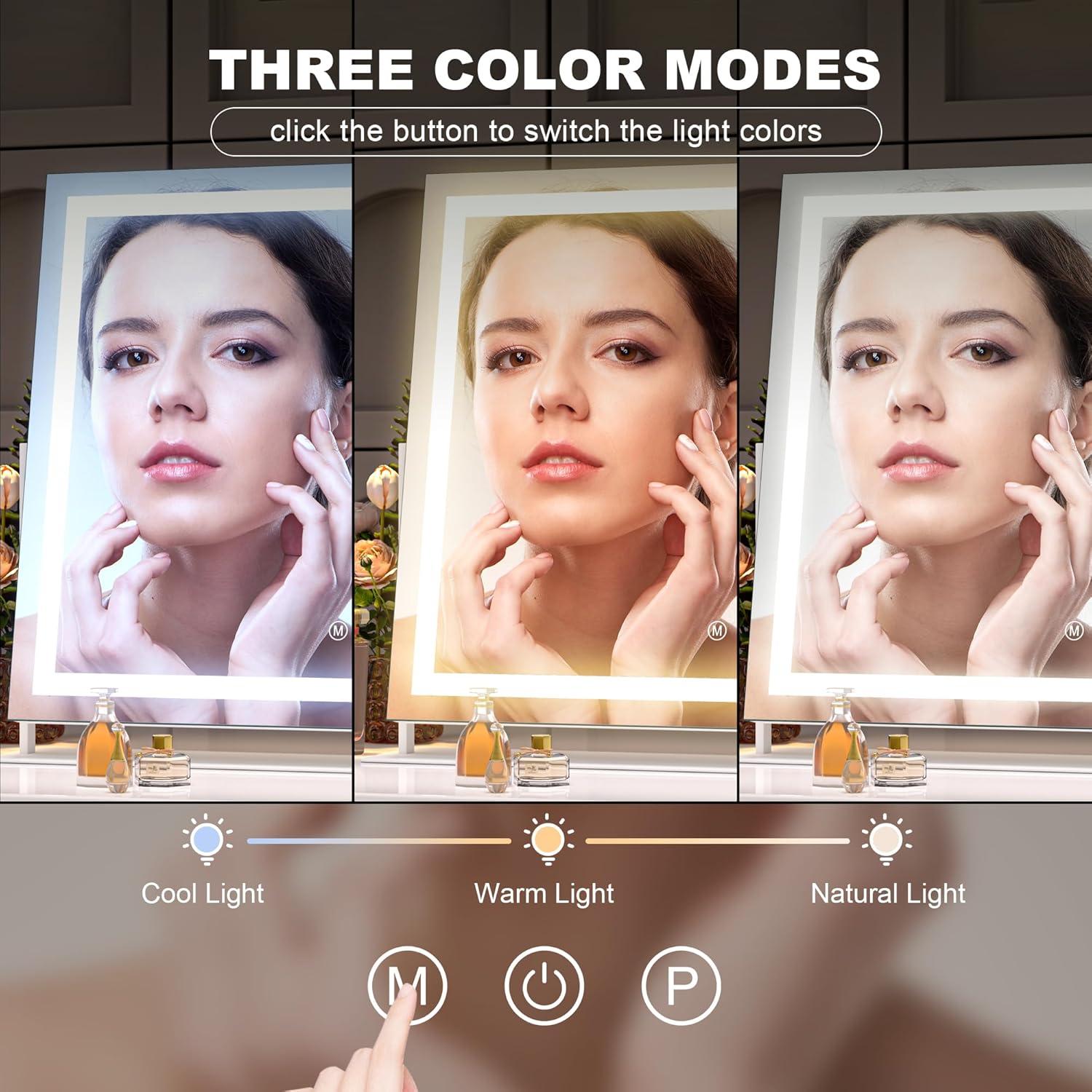 Espejo de tocador Hasipu LED con altavoz Bluetooth 42.9x34 cm