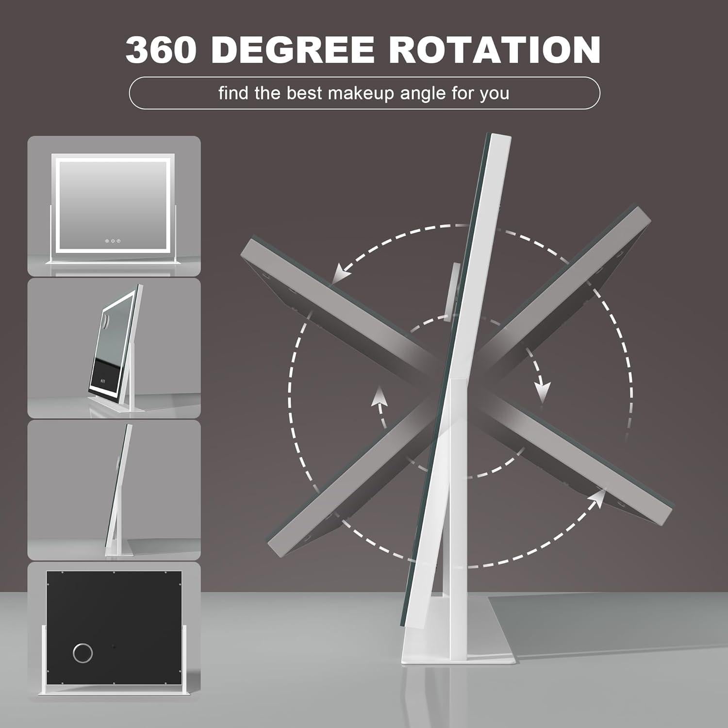 Espejo de tocador Hasipu LED con altavoz Bluetooth 42.9x34 cm