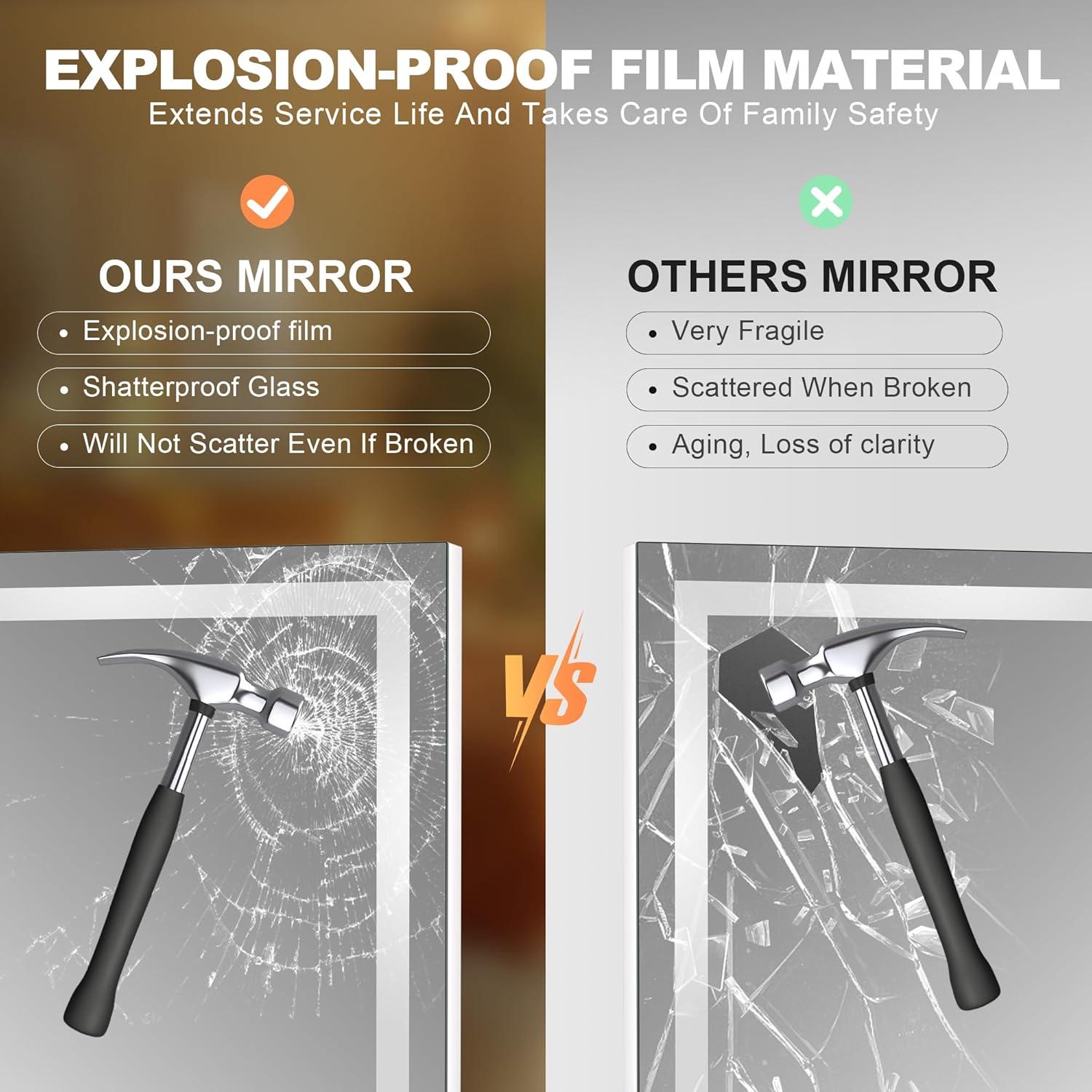 Espejo de tocador Hasipu LED con altavoz Bluetooth 42.9x34 cm