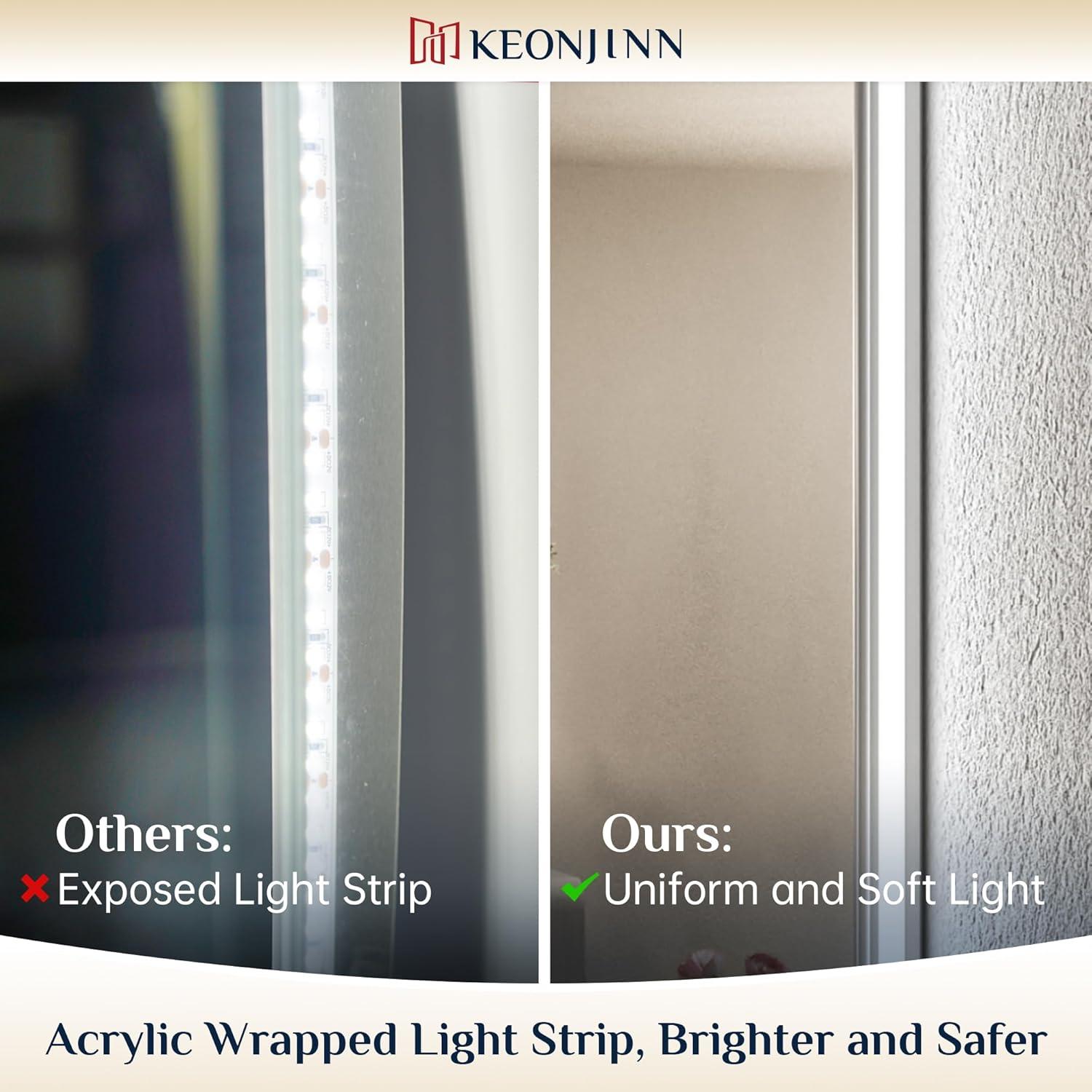 Espejo de Baño Iluminado LED Keonjinn 91x71 cm 3 Colores