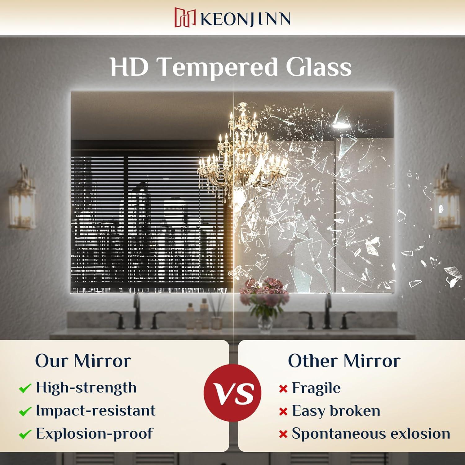 Espejo de Baño Iluminado LED Keonjinn 91x71 cm 3 Colores