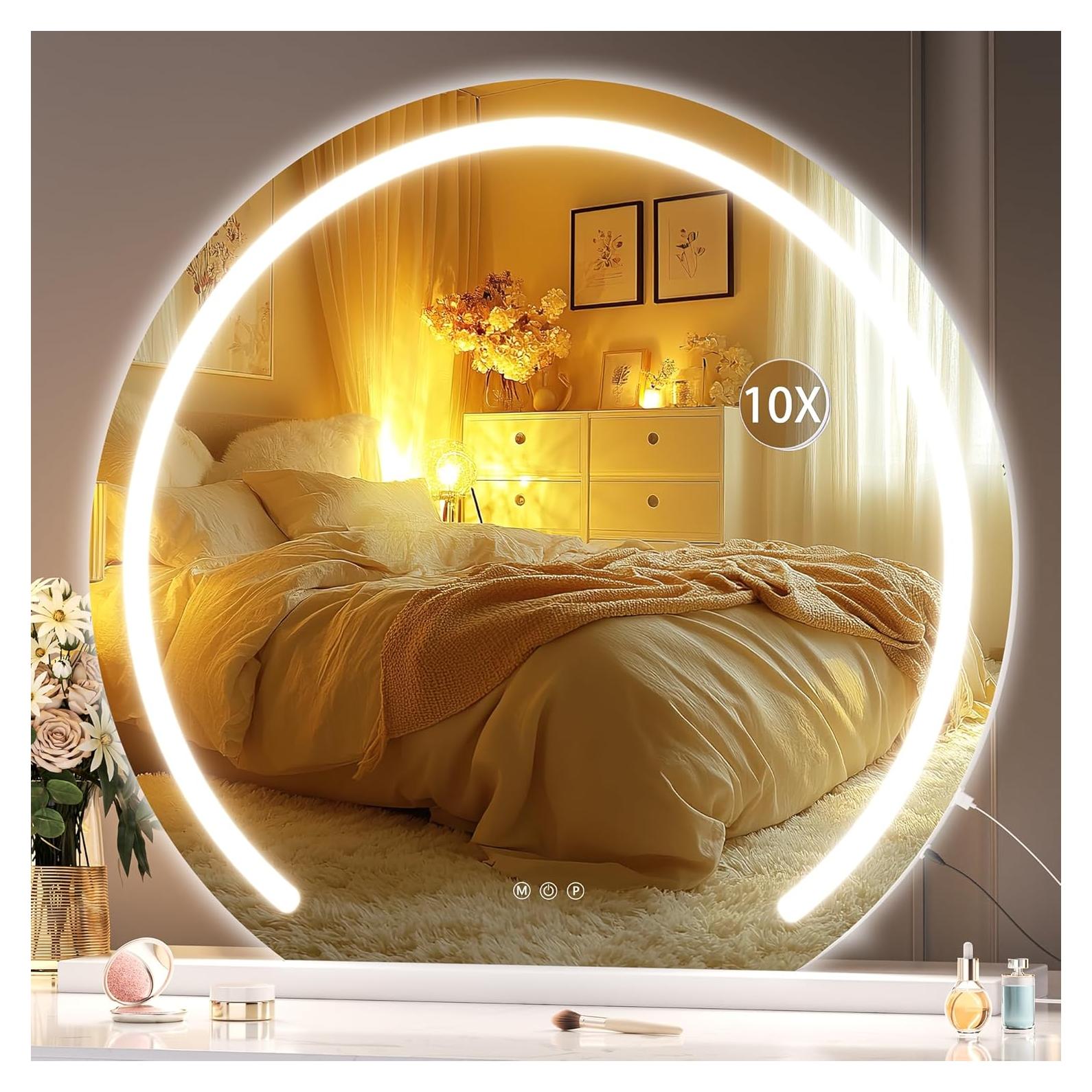 Espejo de tocador Hasipu LED 61x56 cm con control táctil