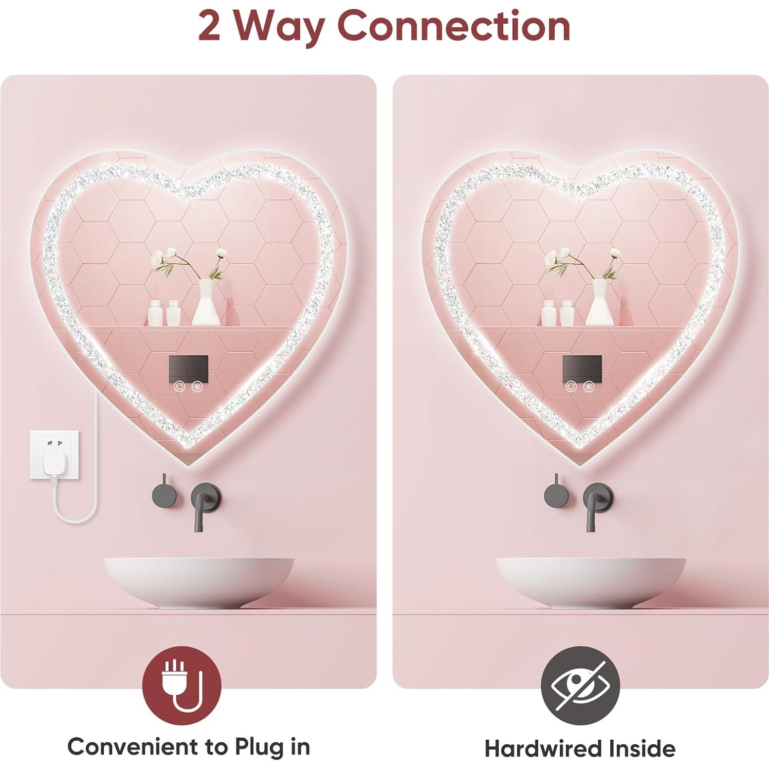 Espejo LED Corazón BesMirror 61x61cm con Función de Memoria