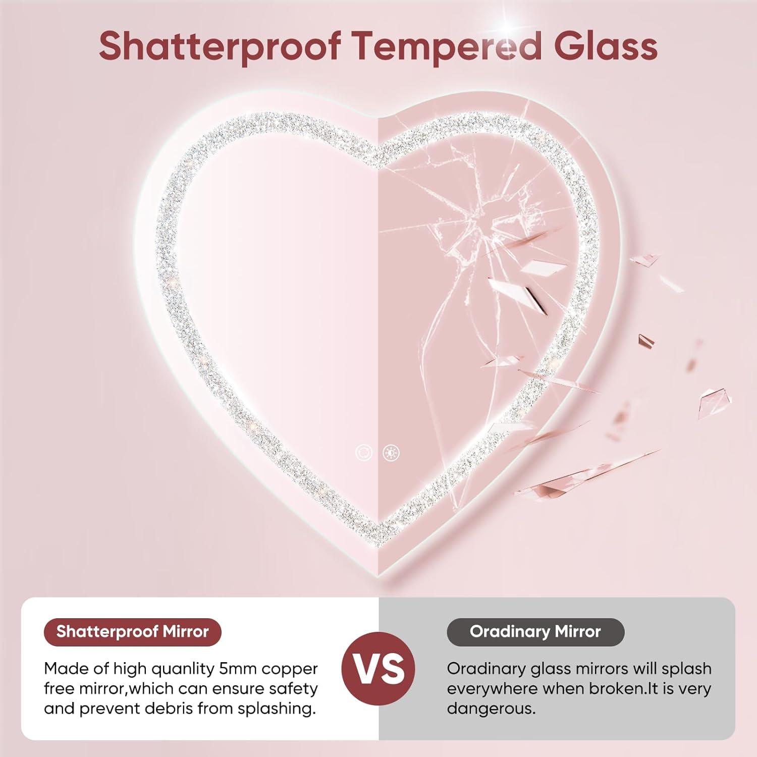 Espejo LED Corazón BesMirror 61x61cm con Función de Memoria