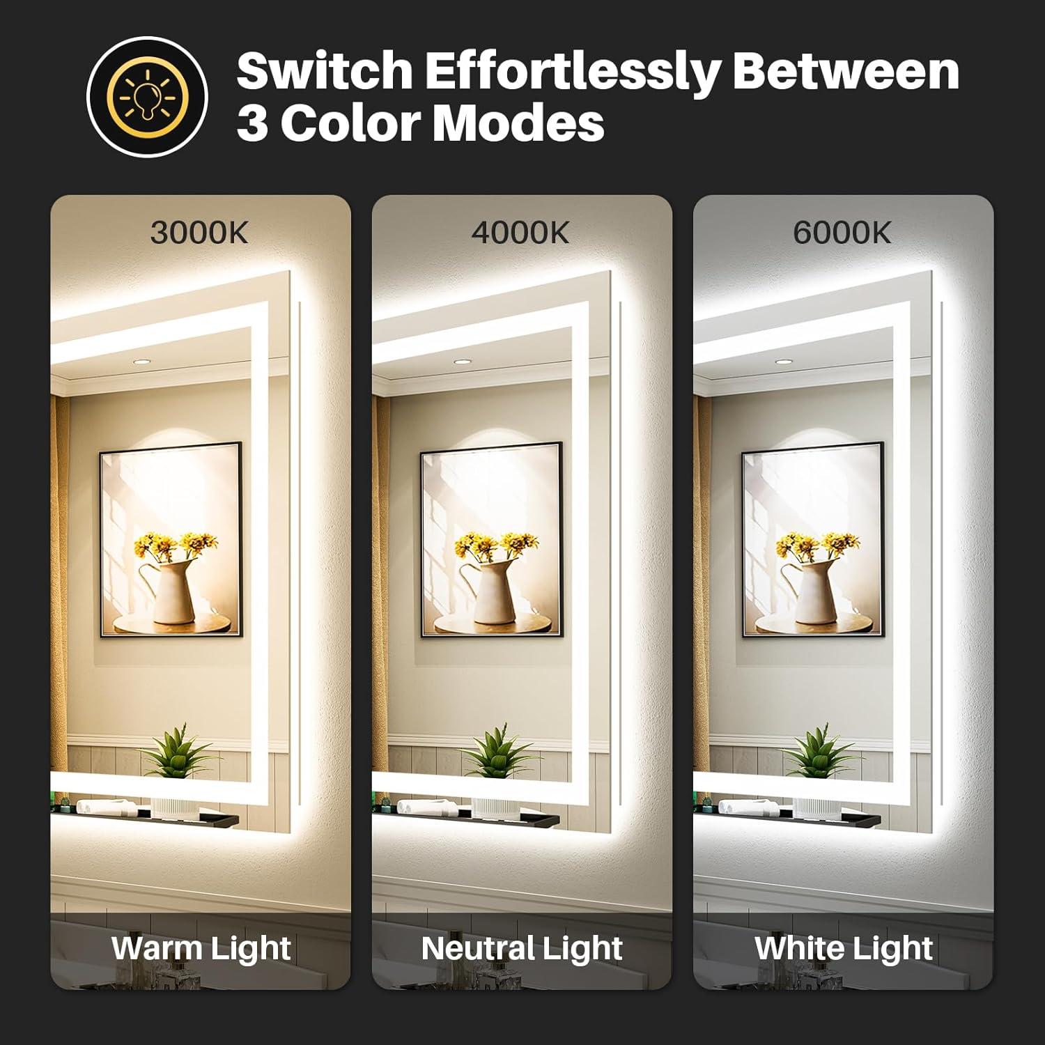 Espejo de Baño LED Briivue 101x76 cm Retroiluminado Táctil