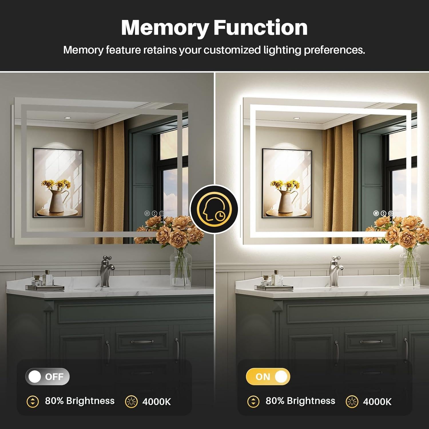 Espejo de Baño LED Briivue 101x76 cm Retroiluminado Táctil