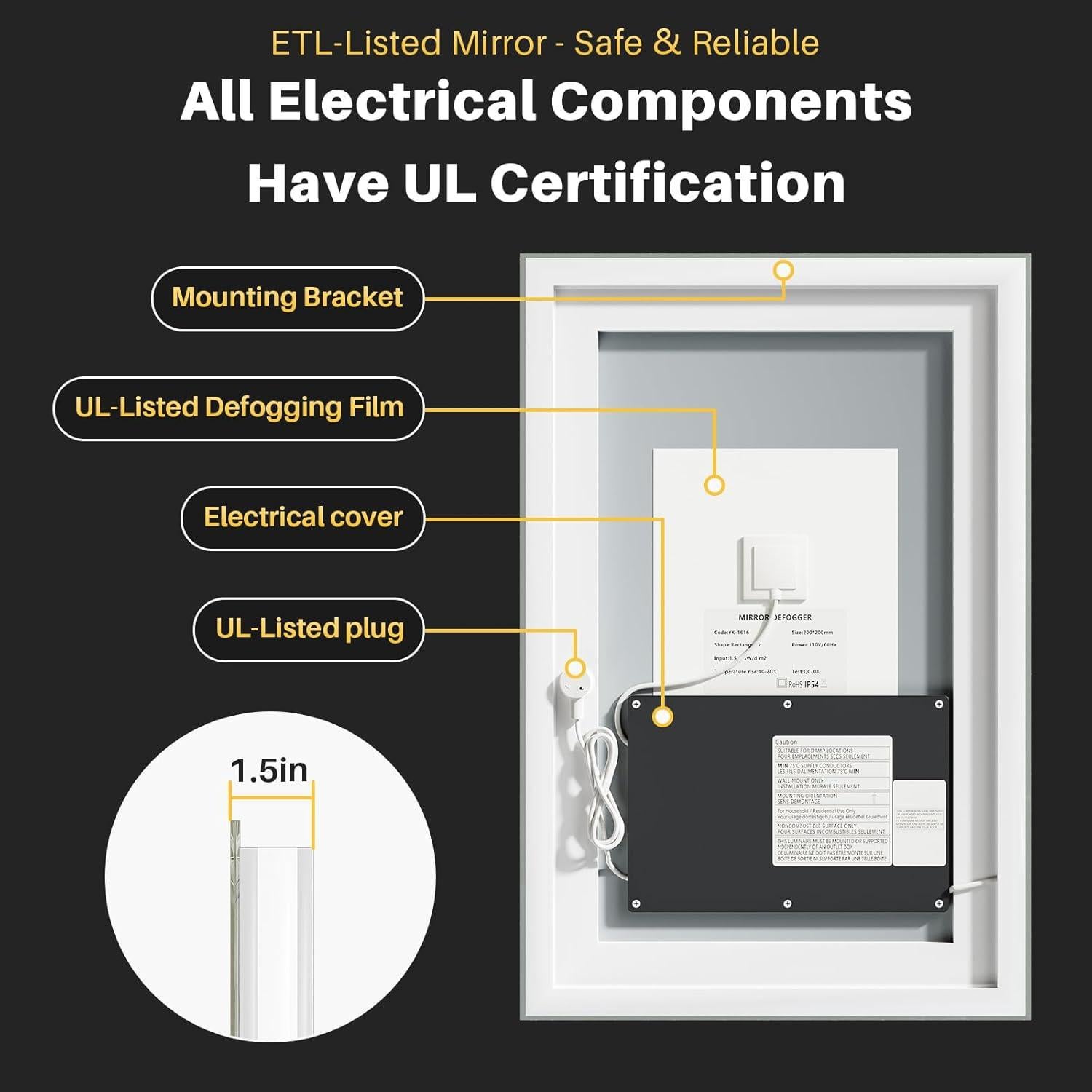 Espejo de Baño LED Briivue 101x76 cm Retroiluminado Táctil