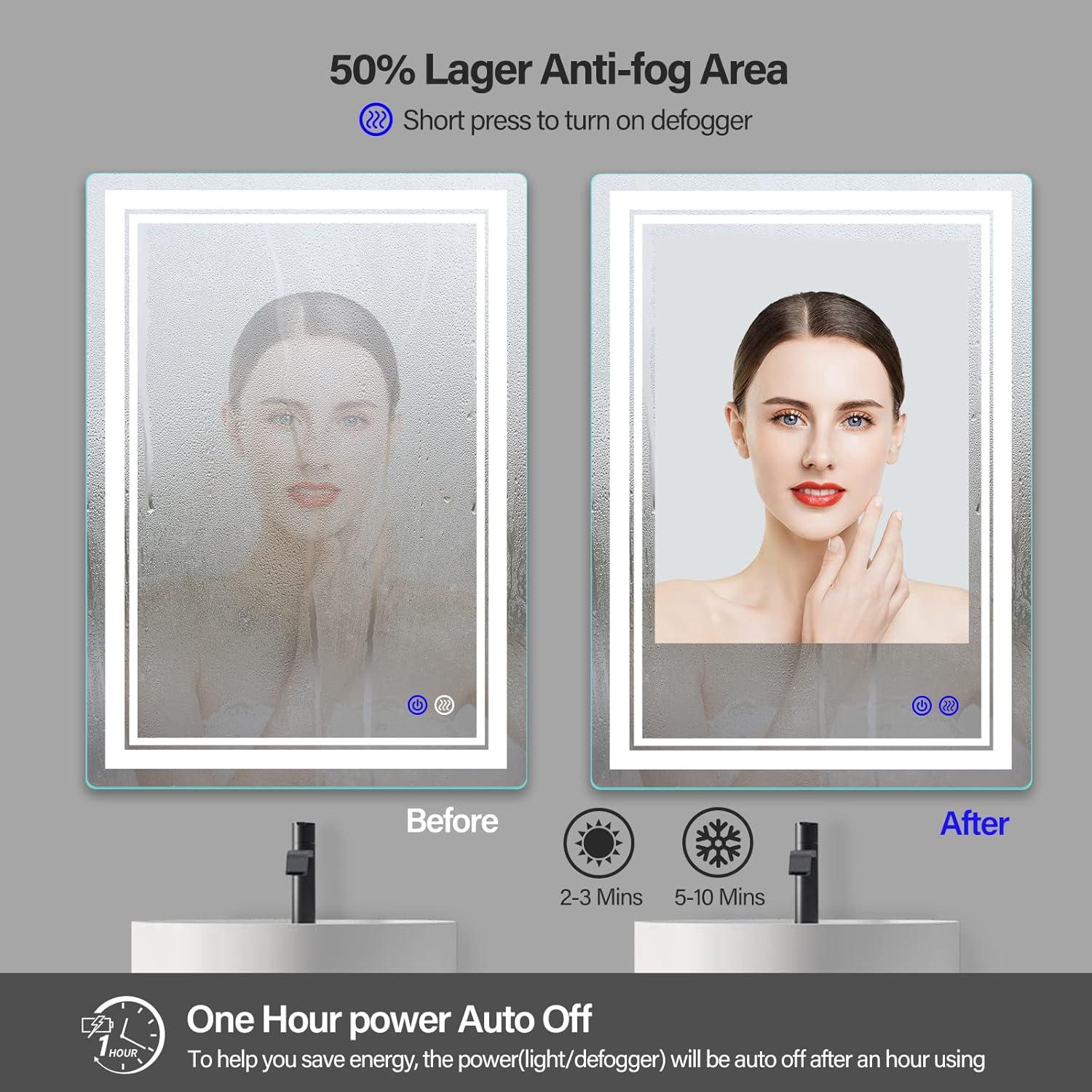 Espejo de Baño LED Butylux 71x51 cm con Anti-vaho y Regulable