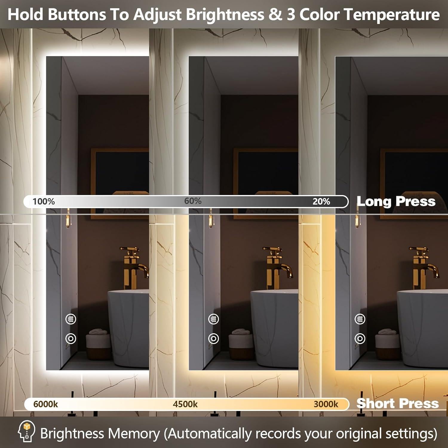 Espejo de Baño LED TheiaMo 50.8x71.1 cm Anti-vaho