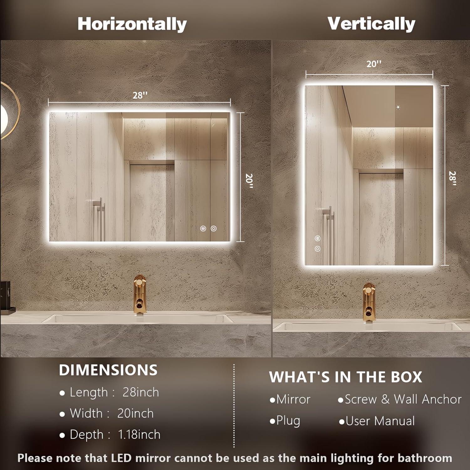 Espejo de Baño LED TheiaMo 50.8x71.1 cm Anti-vaho