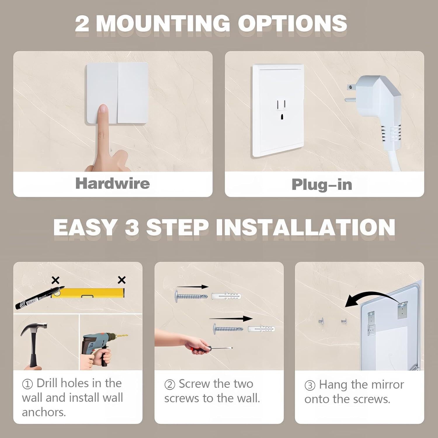 Espejo de Baño LED TheiaMo 50.8x71.1 cm Anti-vaho