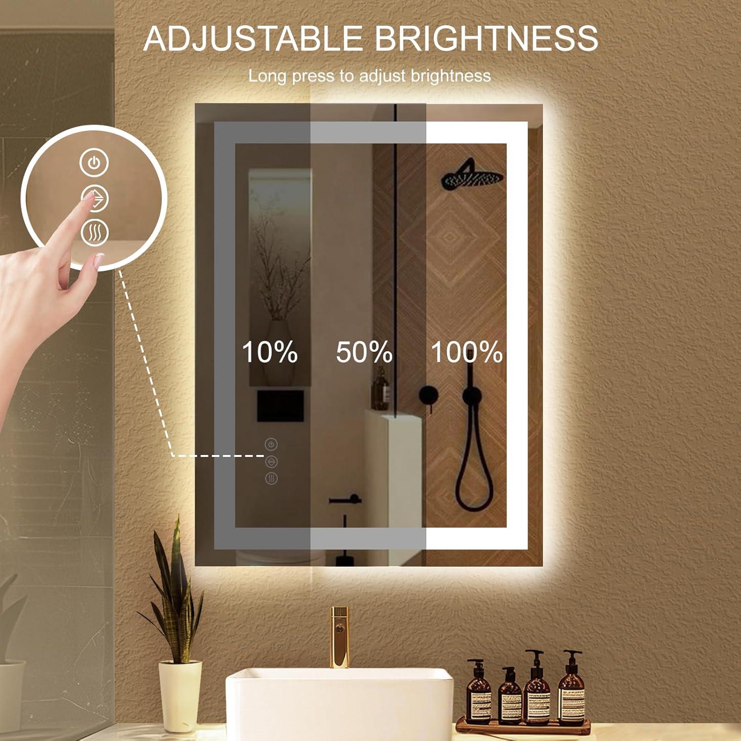 Espejo de Baño LED BOOLUU 81x61cm Anti-vaho Regulable