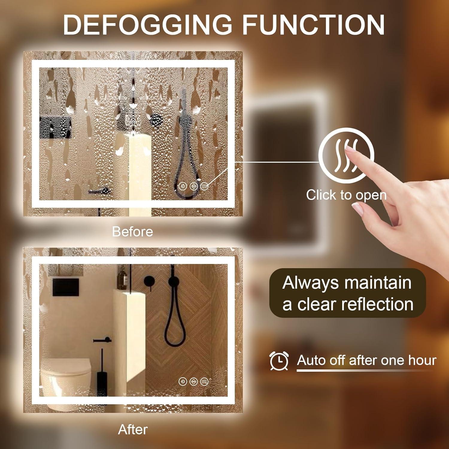 Espejo de Baño LED BOOLUU 81x61cm Anti-vaho Regulable