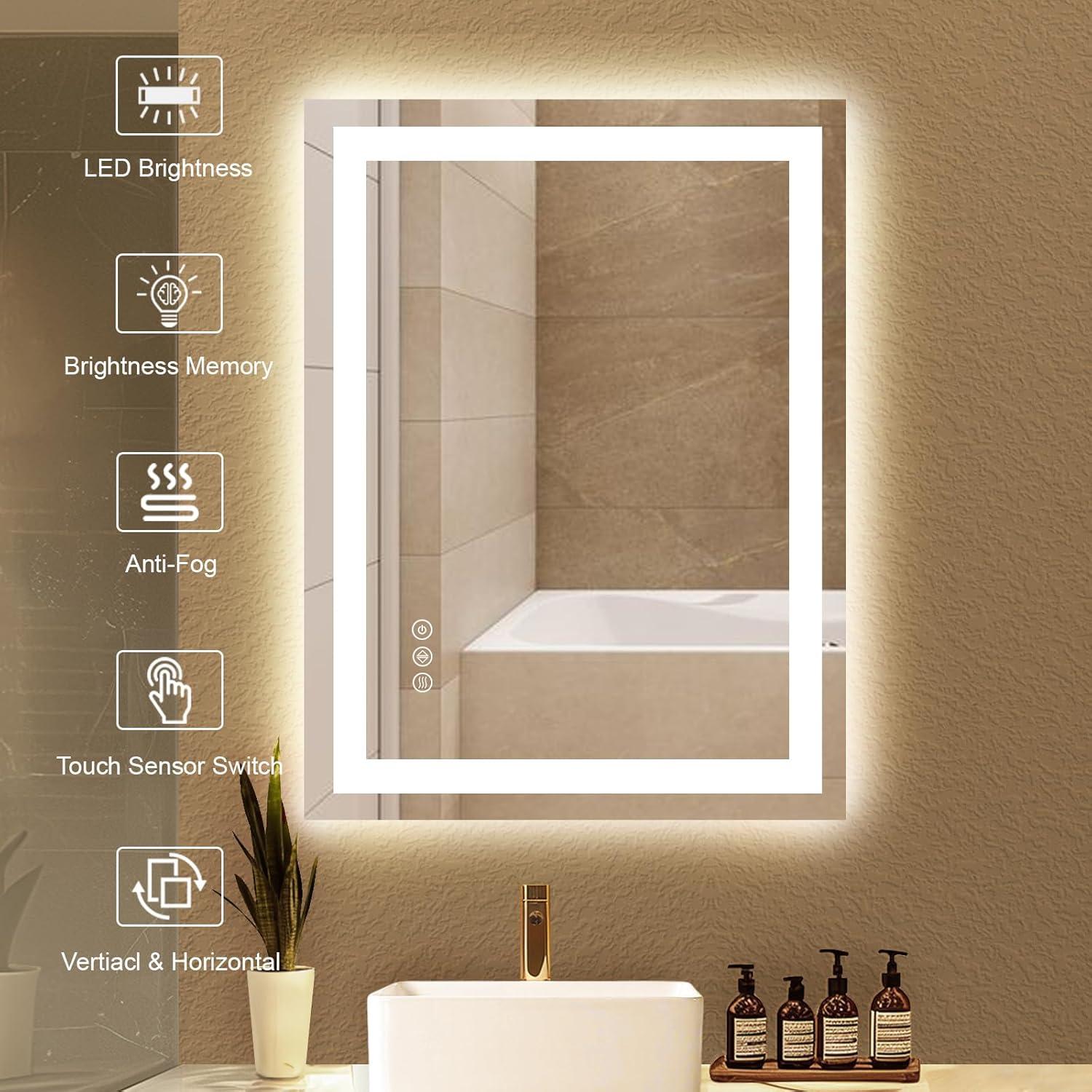 Espejo de Baño LED BOOLUU 81x61cm Anti-vaho Regulable