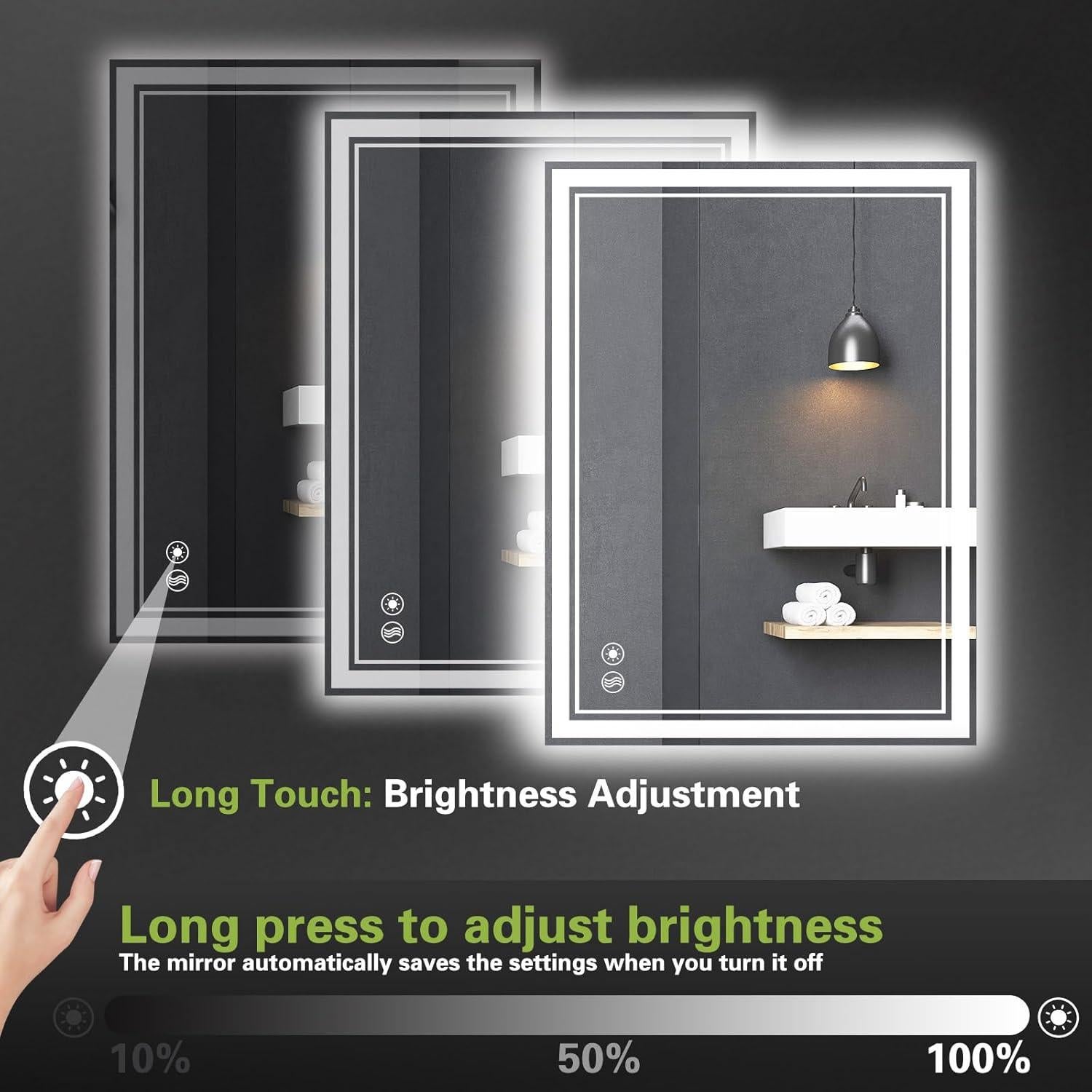 Espejo LED WUENLux 71x50 cm Antivaho Regulable Táctil