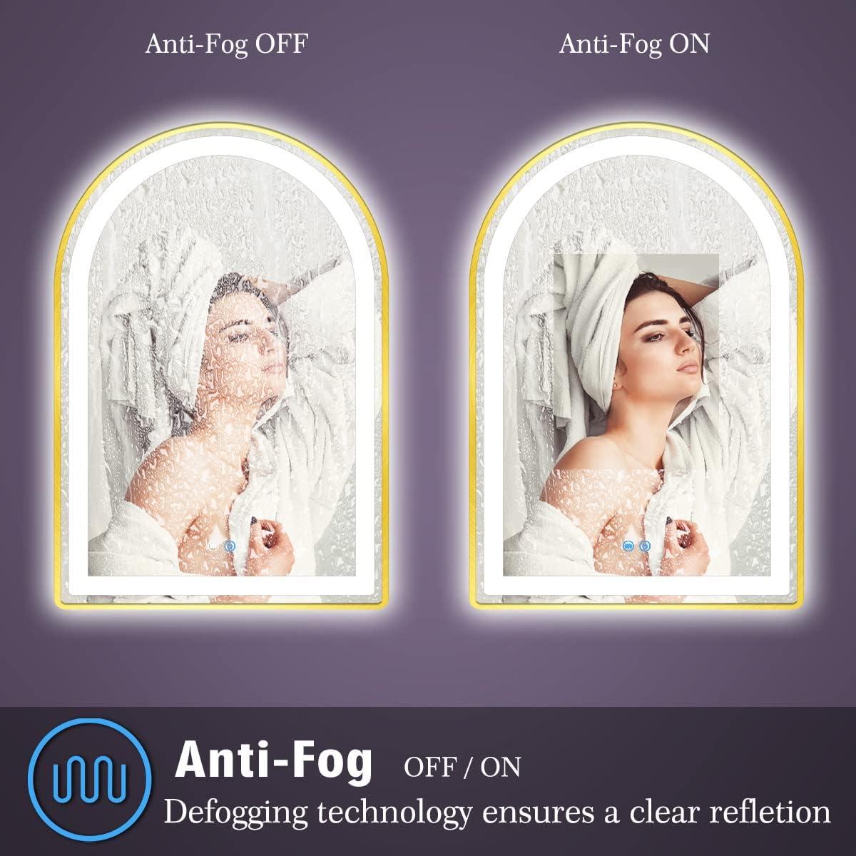 Espejo LED Arco TiliKuly 76x51 cm Dorado Regulable 3 Colores