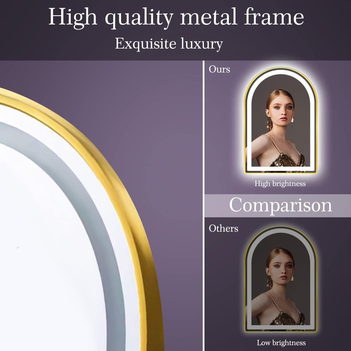 Espejo LED Arco TiliKuly 76x51 cm Dorado Regulable 3 Colores