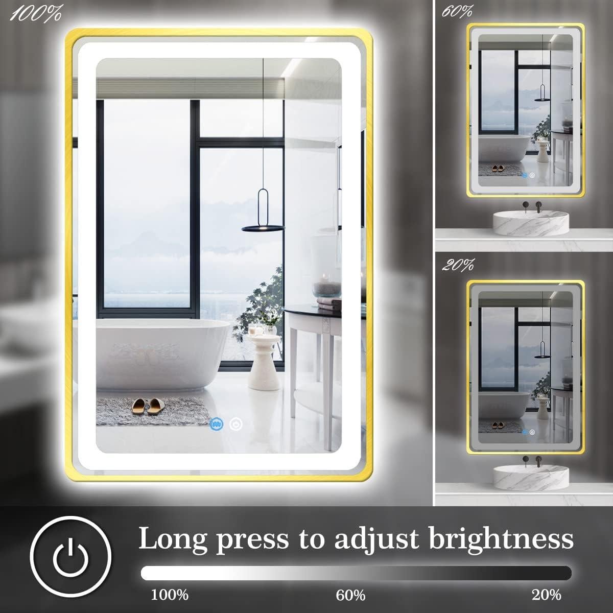 Espejo LED TiliKuly 101.6x76.2 cm Dorado Regulable 3 Colores