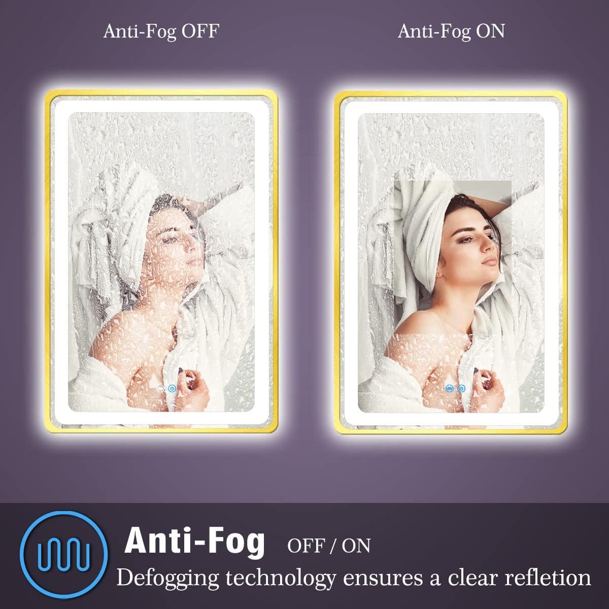 Espejo LED TiliKuly 101.6x76.2 cm Dorado Regulable 3 Colores