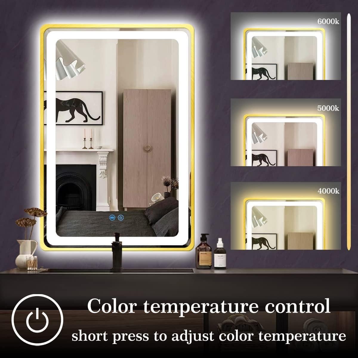 Espejo LED TiliKuly 101.6x76.2 cm Dorado Regulable 3 Colores