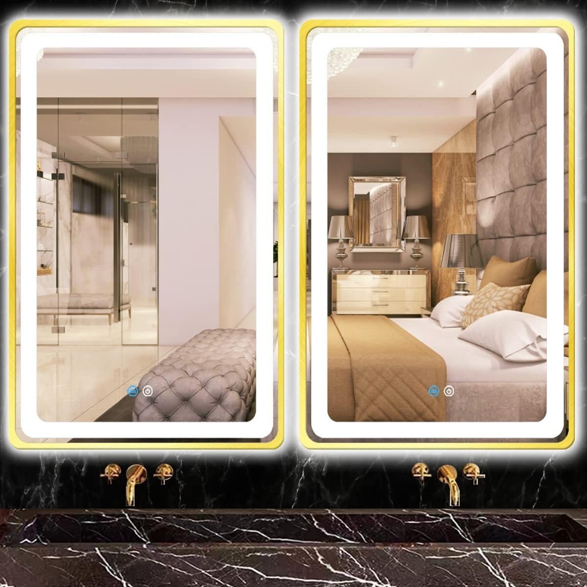 Espejo LED TiliKuly 101.6x76.2 cm Dorado Regulable 3 Colores