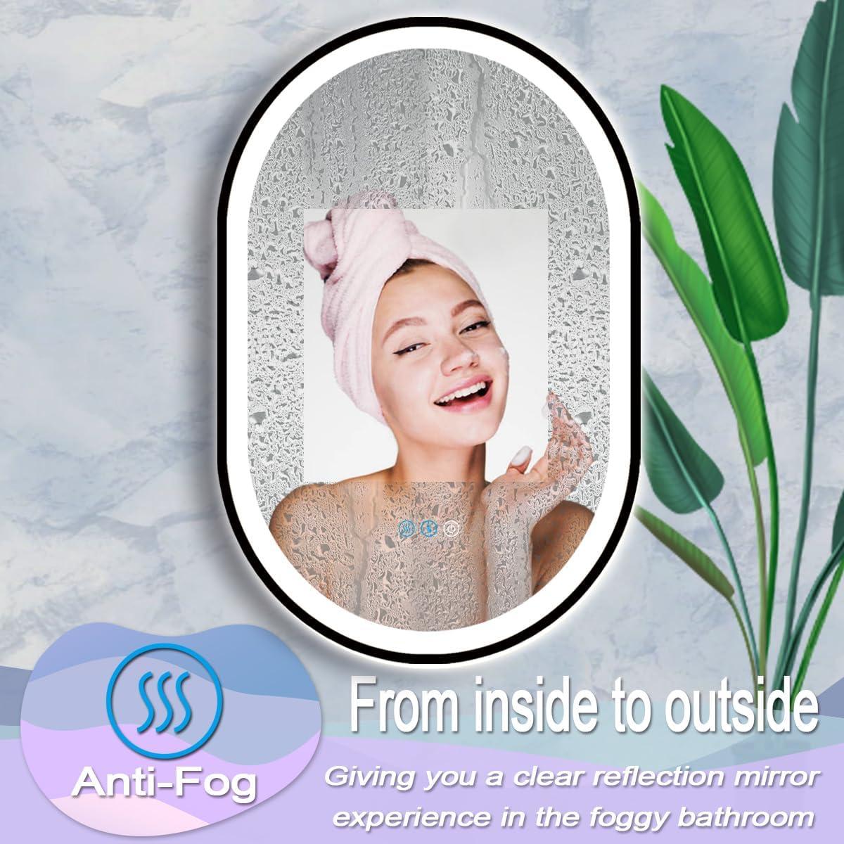 Espejo Ovalado LED DIDIDADA 96.5x66 cm Negro con Luz Regulable