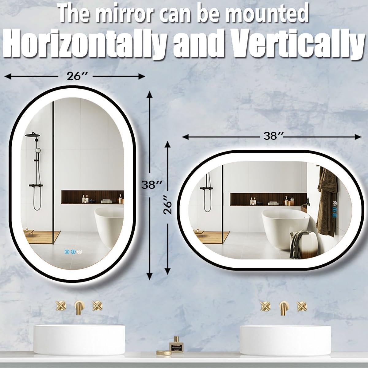 Espejo Ovalado LED DIDIDADA 96.5x66 cm Negro con Luz Regulable