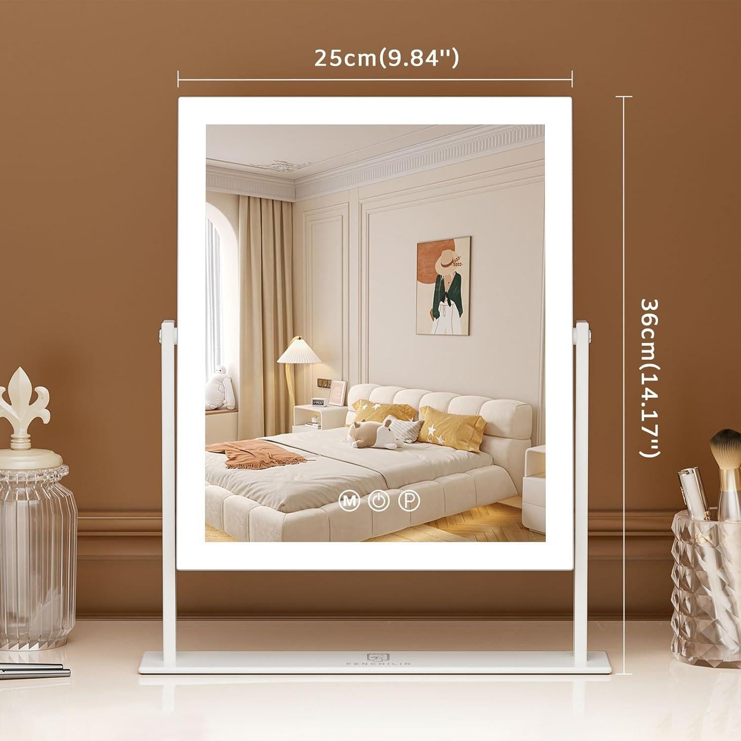 Espejo de Tocador FENCHILIN Iluminado 30x25 cm 3 Colores LED