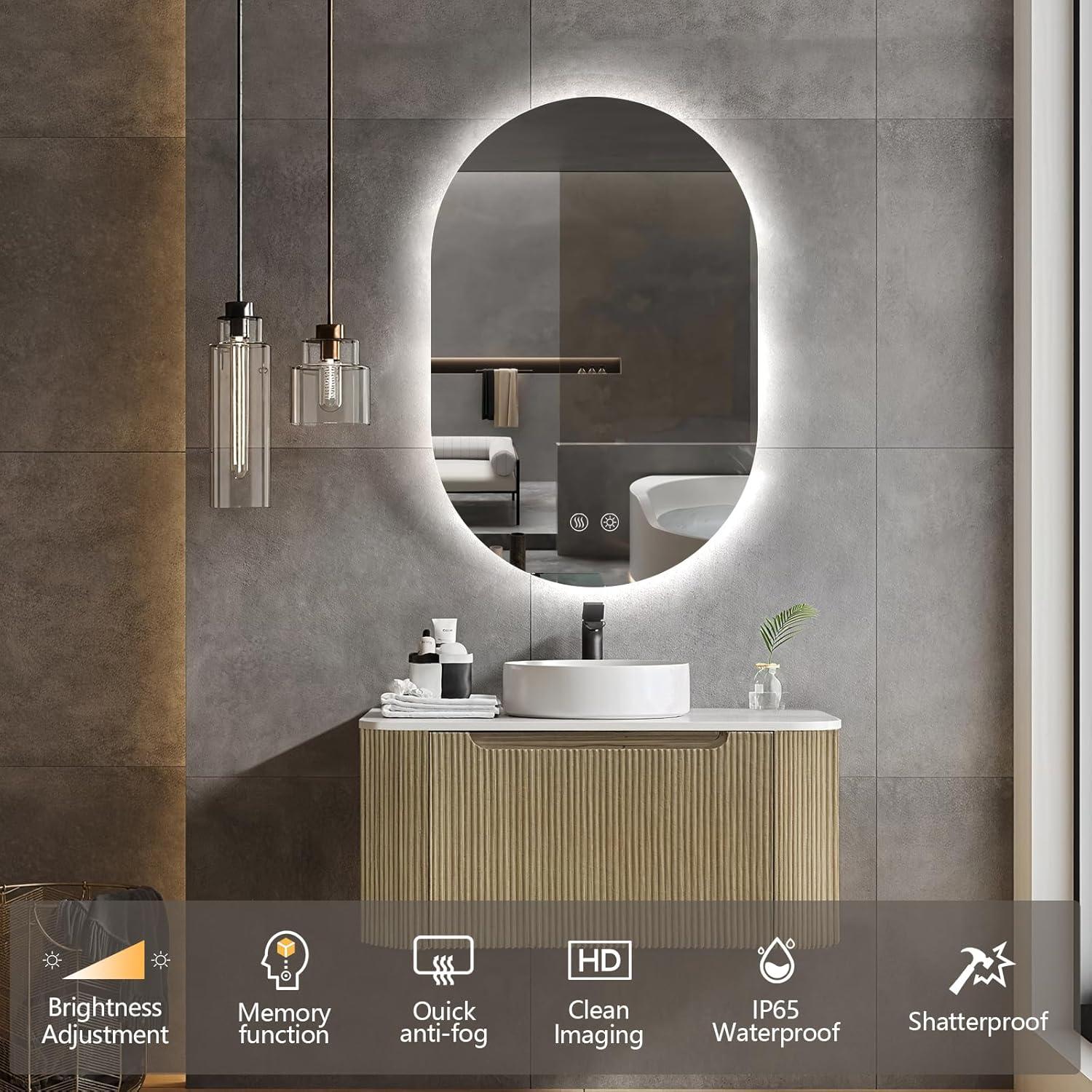 Espejo LED Ovalado TheiaMo 91x61cm Antivaho Regulable