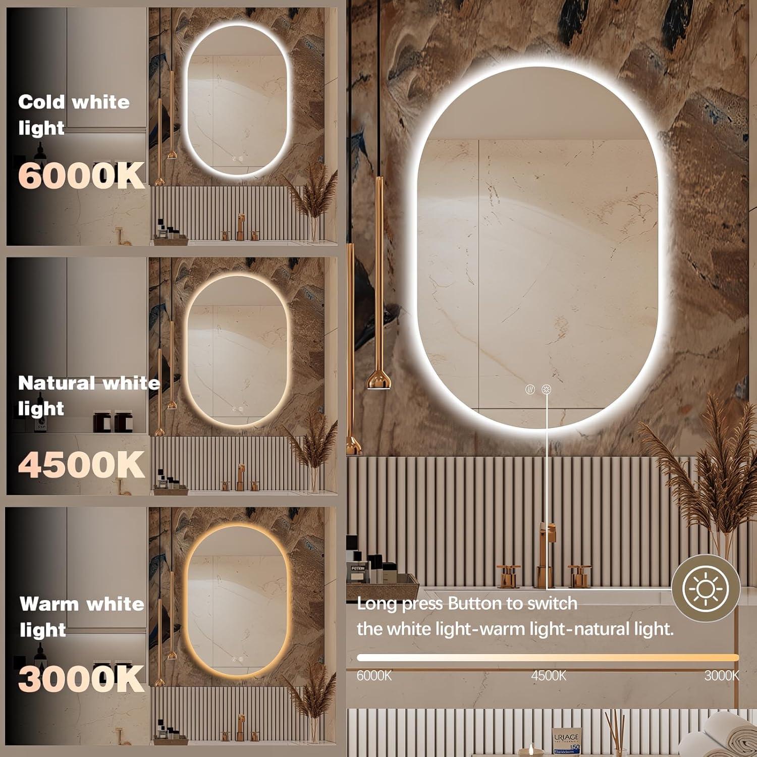 Espejo LED Ovalado TheiaMo 91x61cm Antivaho Regulable