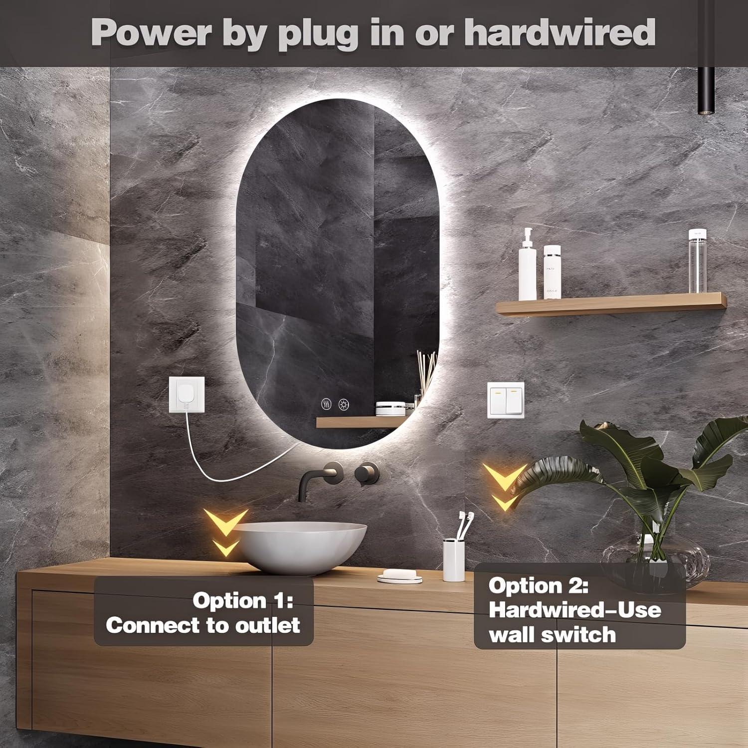 Espejo LED Ovalado TheiaMo 91x61cm Antivaho Regulable