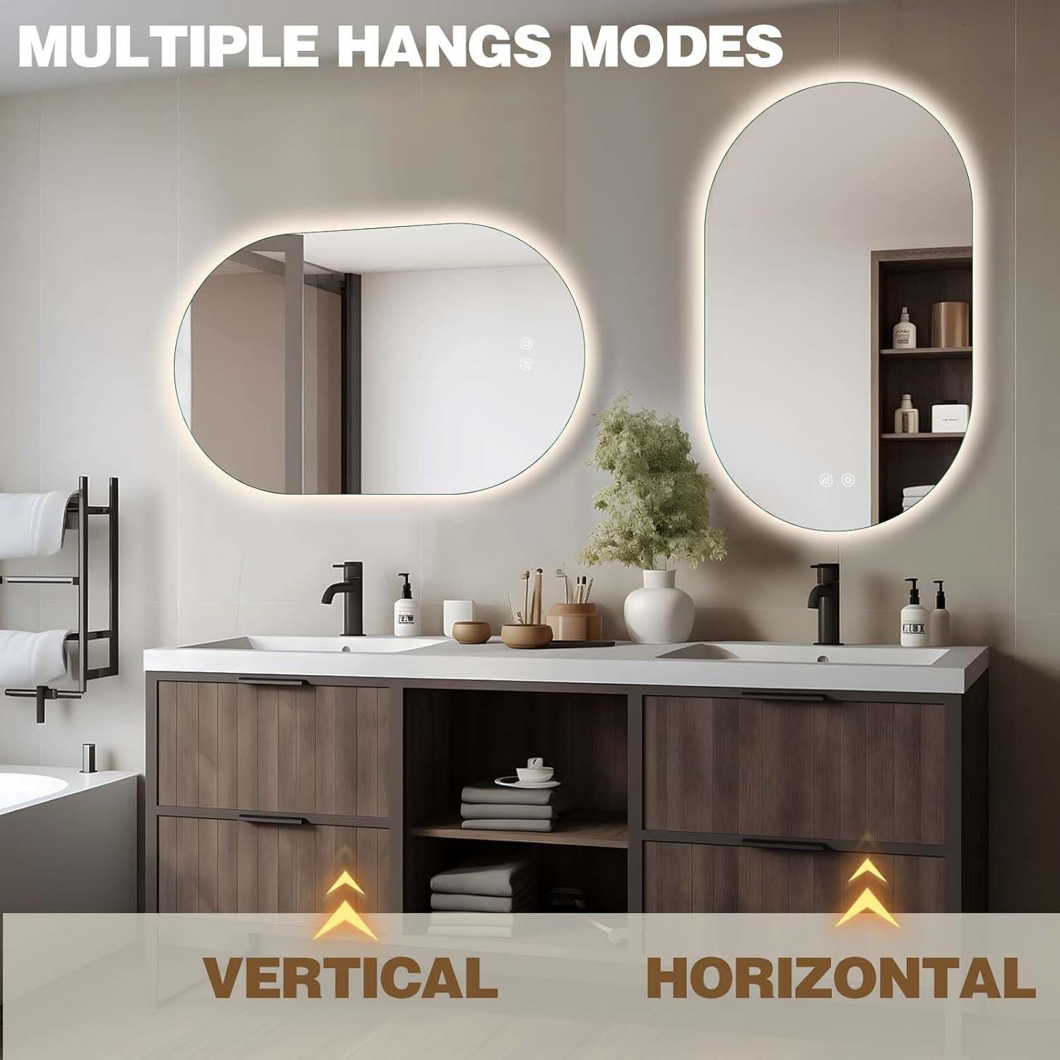 Espejo LED Ovalado TheiaMo 91x61cm Antivaho Regulable