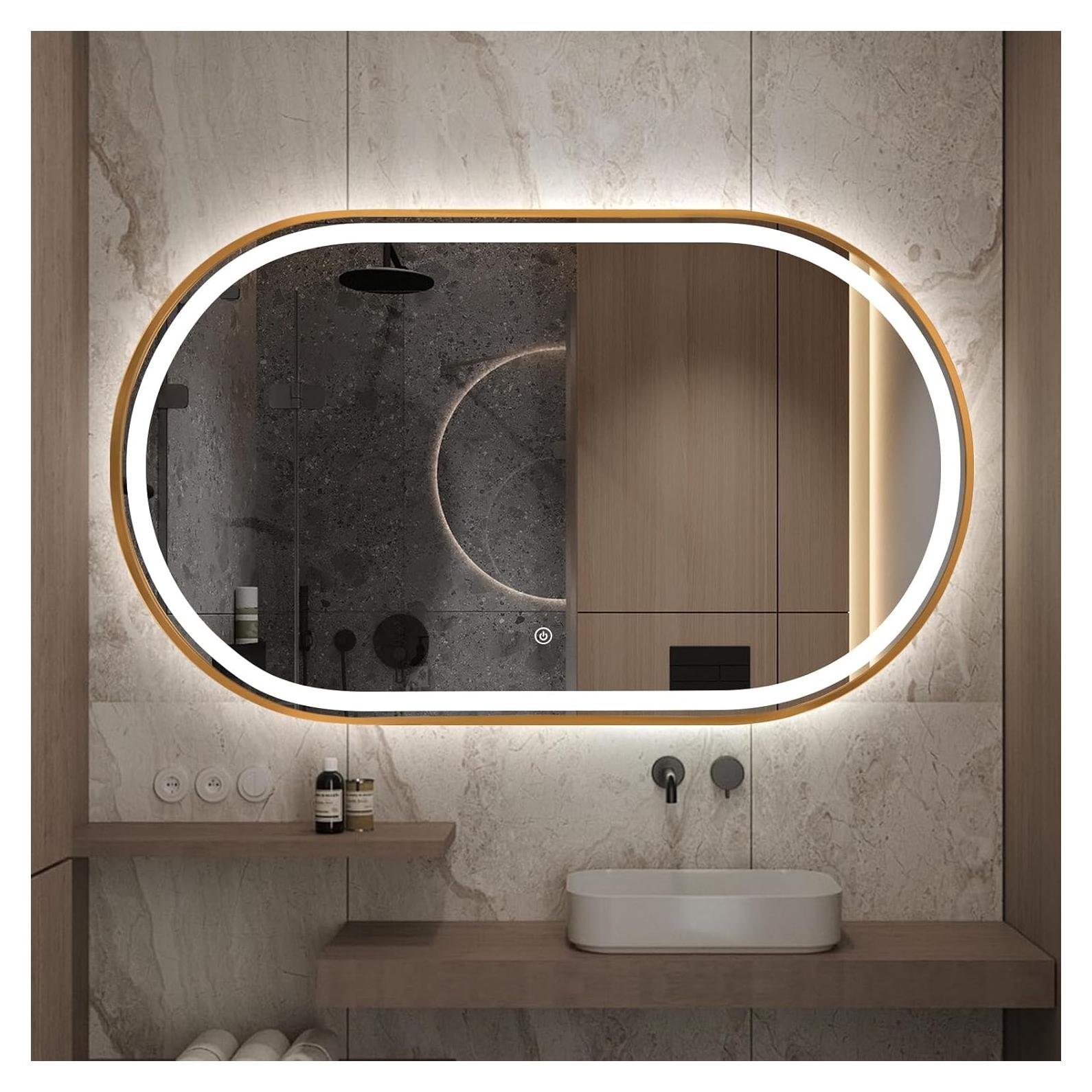 Espejo de Baño Ovalado LED Niccy 101.6x60.9 cm Oro