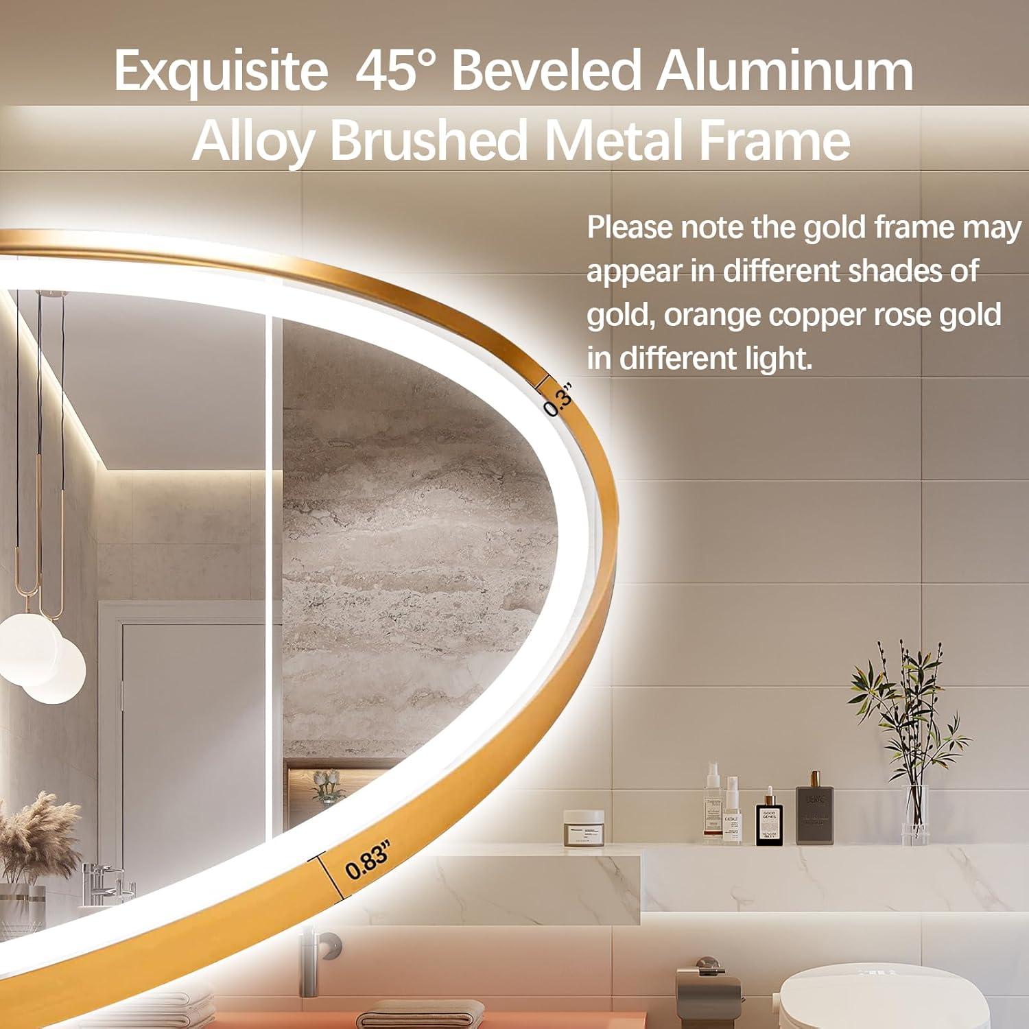 Espejo de Baño Ovalado LED Niccy 101.6x60.9 cm Oro