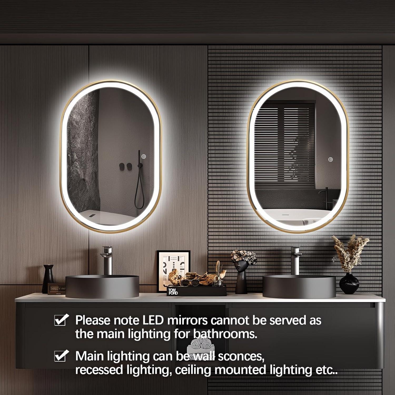 Espejo de Baño Ovalado LED Niccy 101.6x60.9 cm Oro