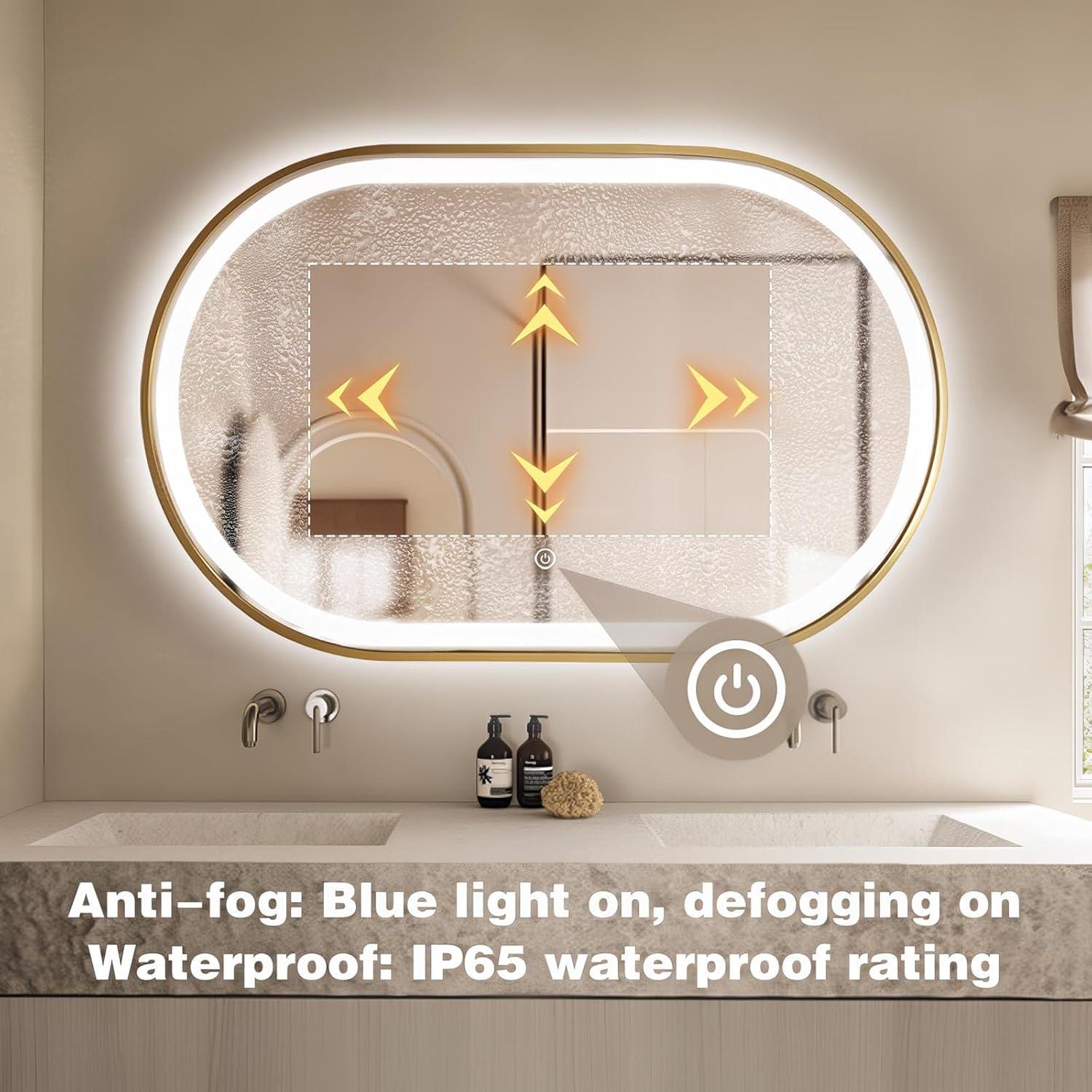 Espejo de Baño Ovalado LED Niccy 101.6x60.9 cm Oro