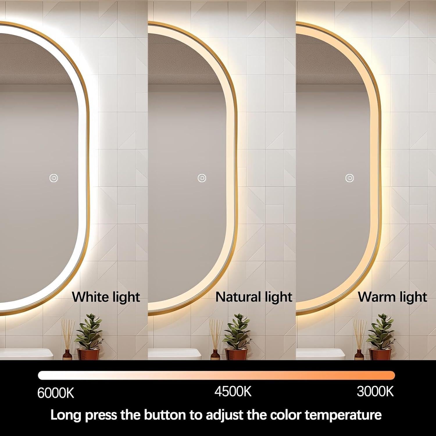 Espejo de Baño Ovalado LED Niccy 101.6x60.9 cm Oro