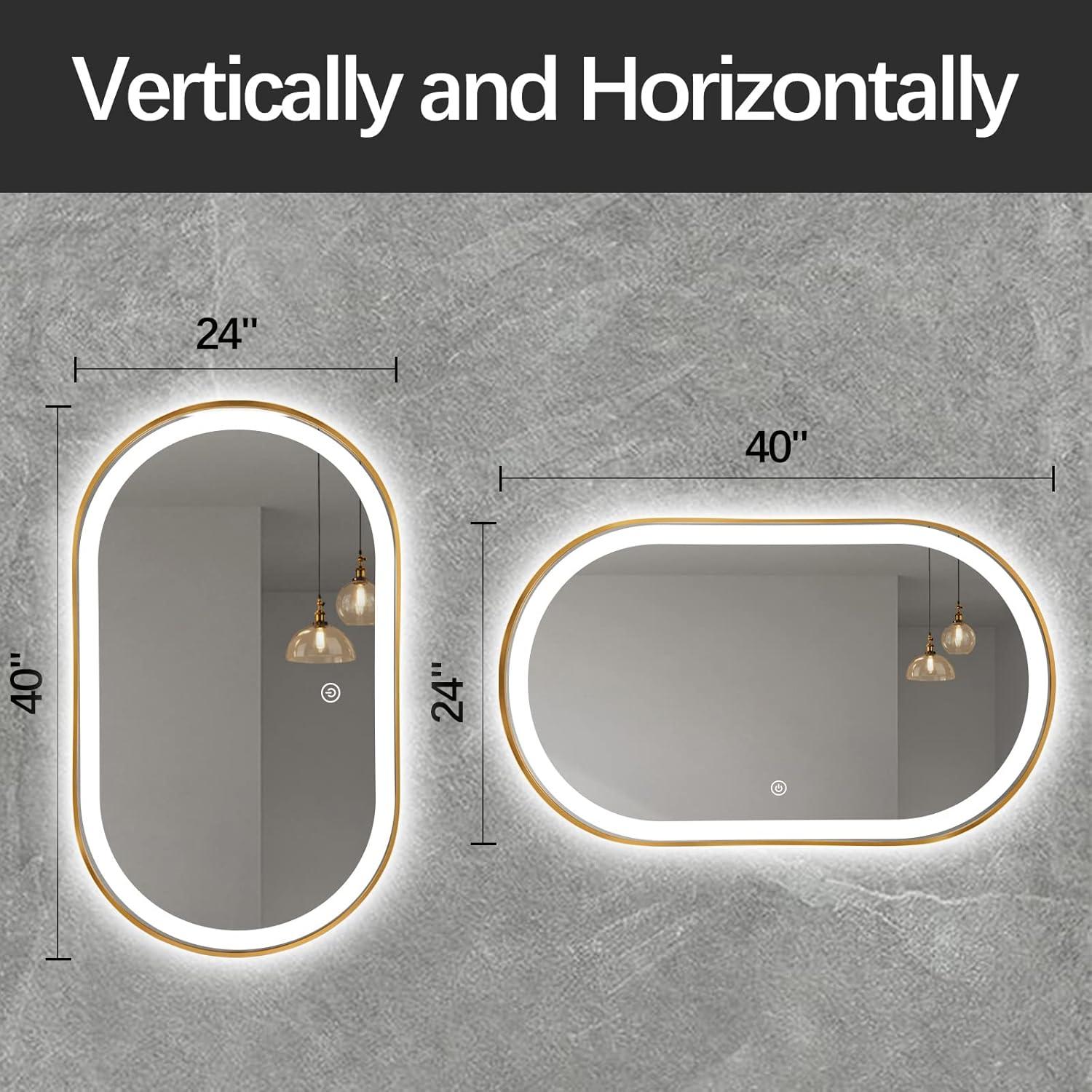 Espejo de Baño Ovalado LED Niccy 101.6x60.9 cm Oro
