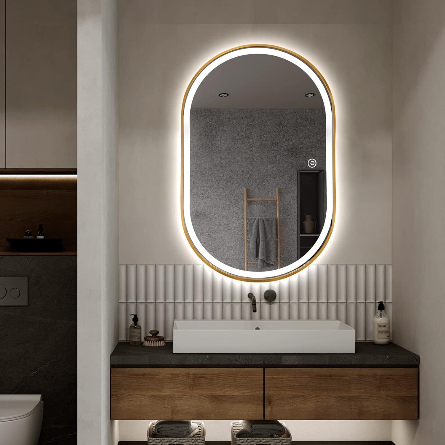 Espejo de Baño Ovalado LED Niccy 101.6x60.9 cm Oro