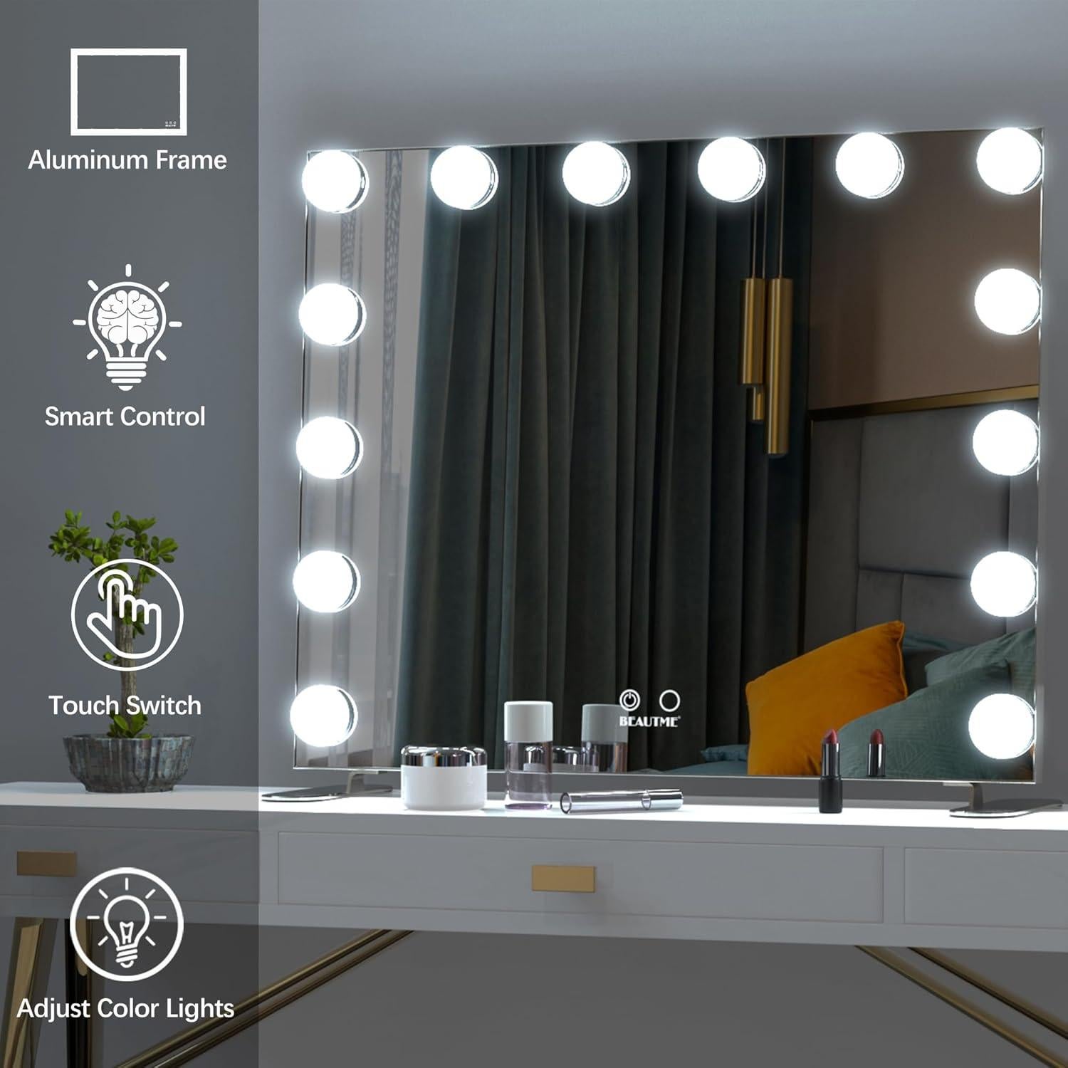 Espejo de Maquillaje Iluminado BEAUTME 60x50.7cm LED Táctil