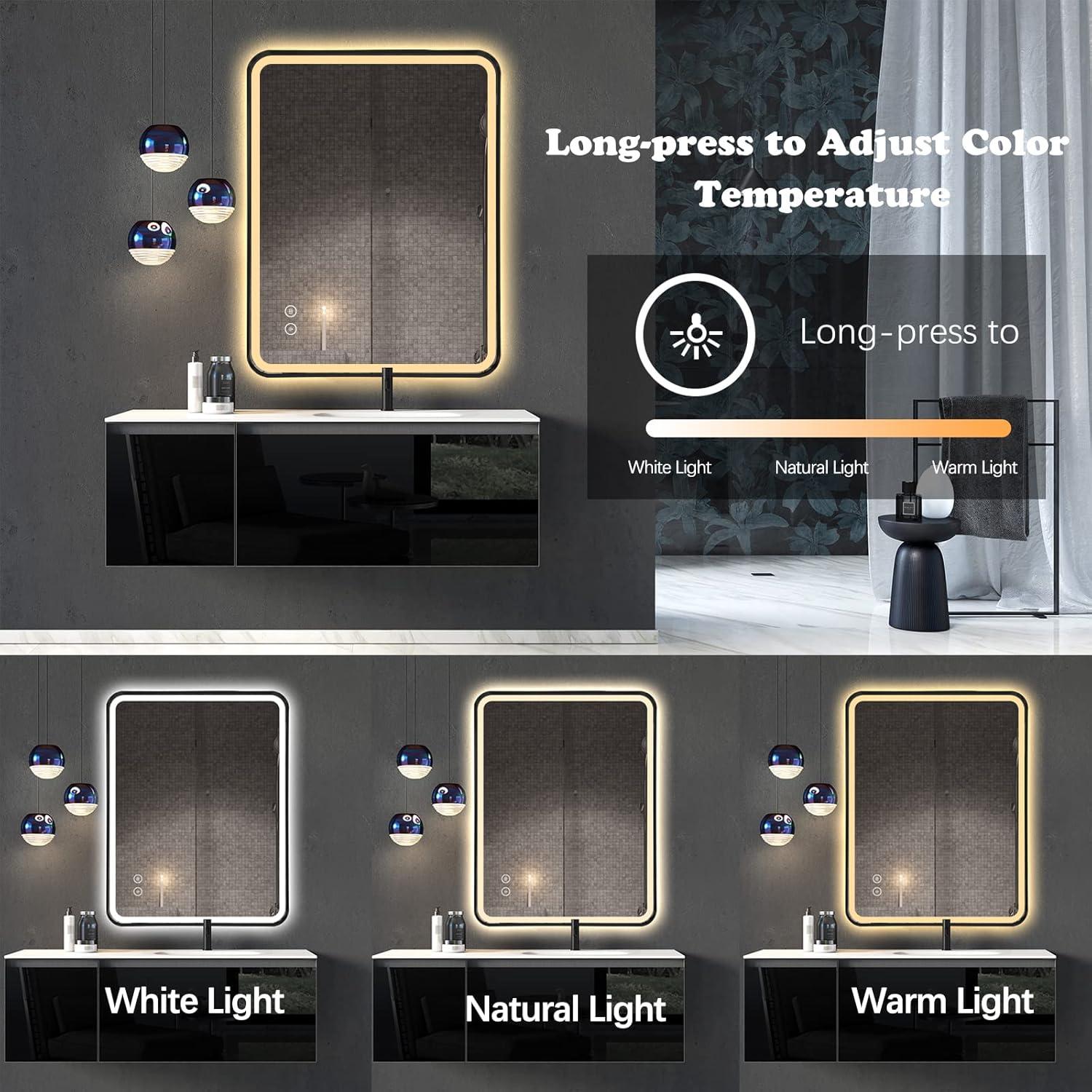 Espejo LED Niccy 81.3x50.8cm Anti-vaho Marco Dorado