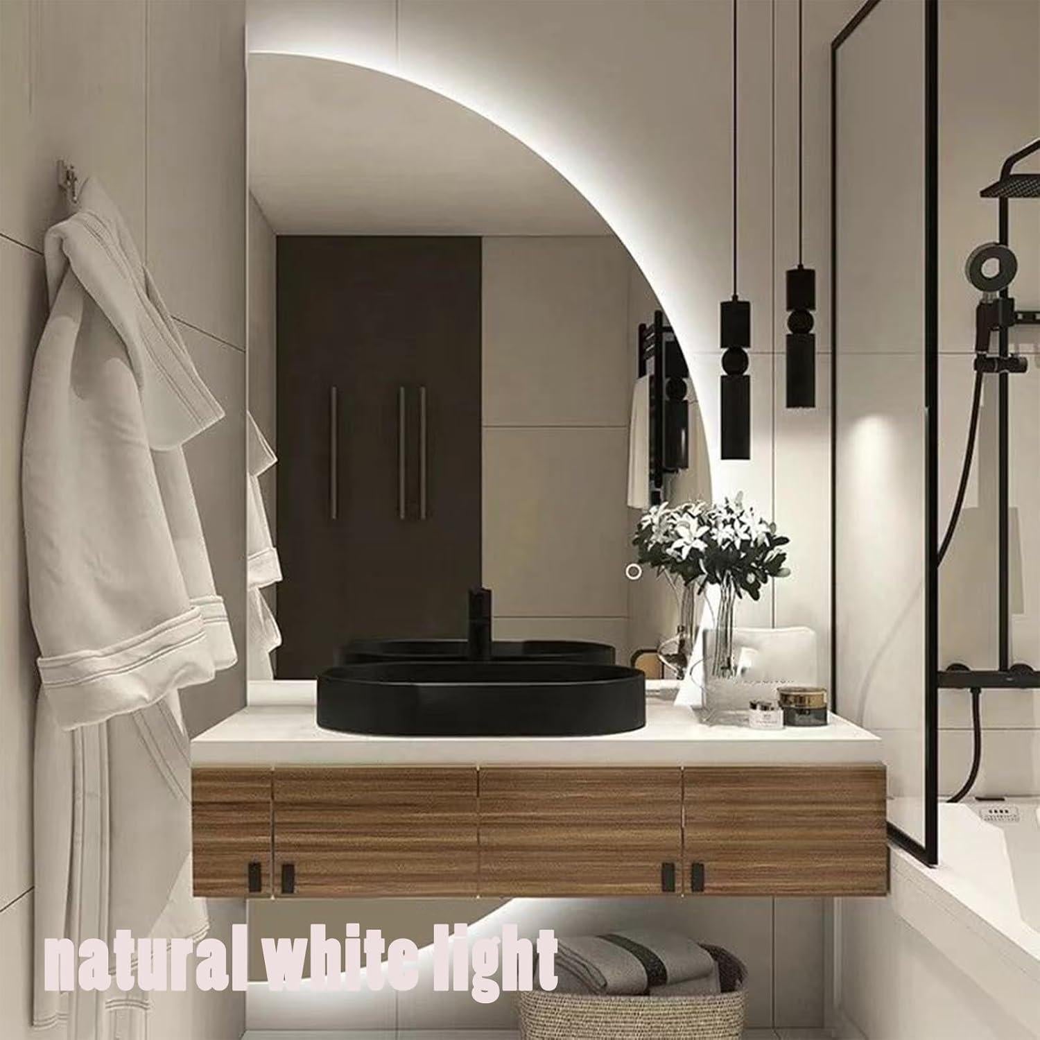 Espejo LED de Media Luna WWWHZGYS 119.38x60.96cm Antivaho